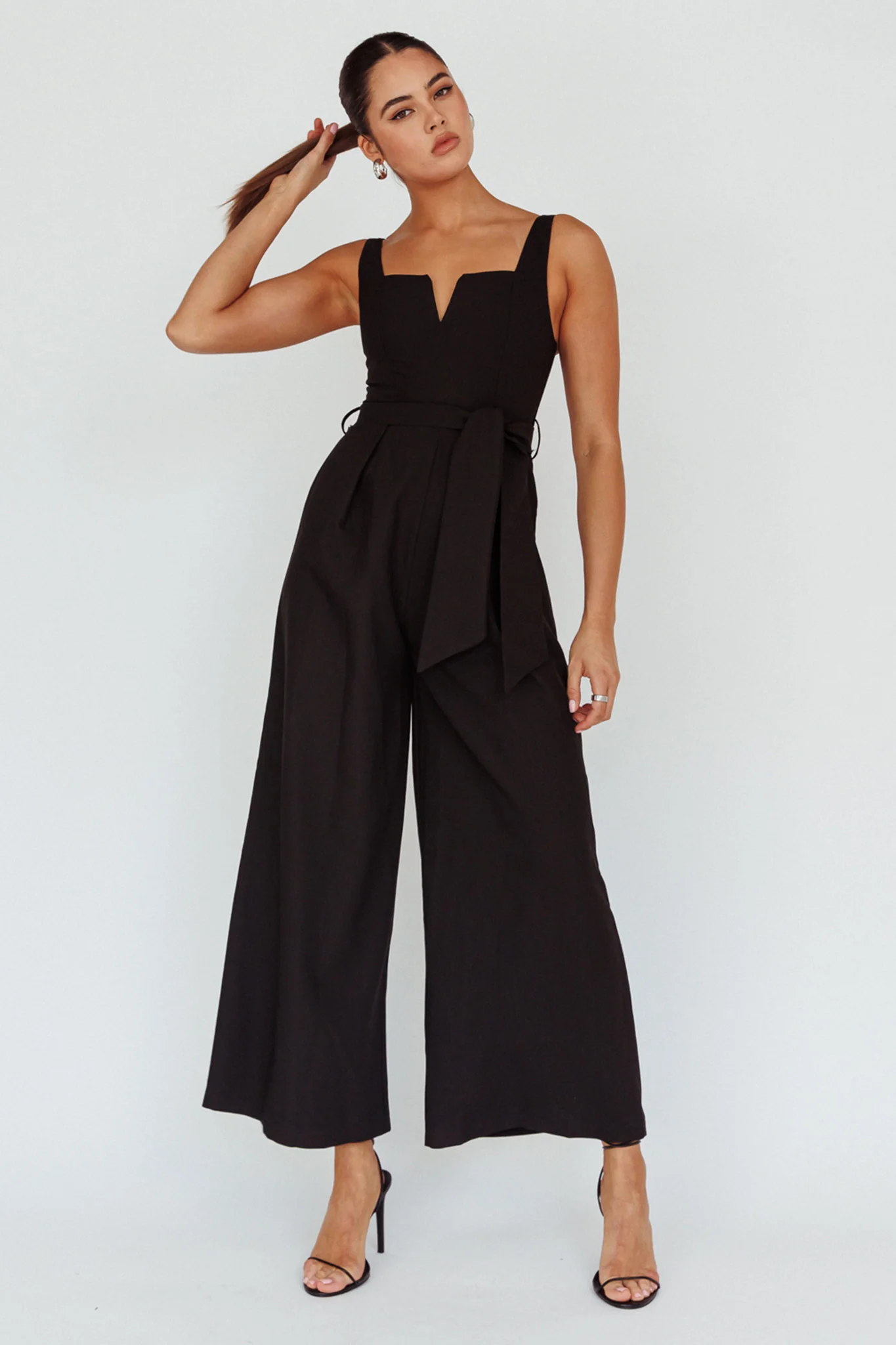 Colleen Waist Tie Jumpsuit Black - Ruaus