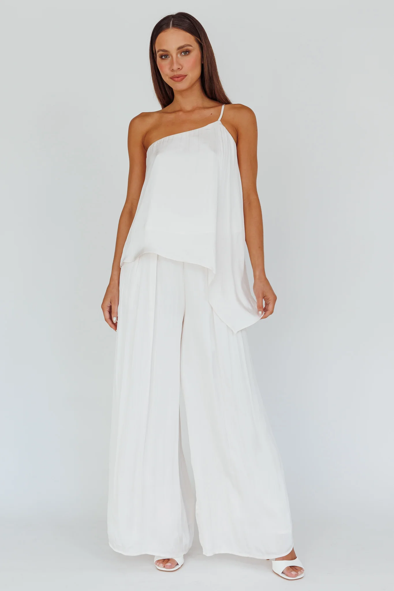 Pollina Wide Leg Pants Cream - Ruaus
