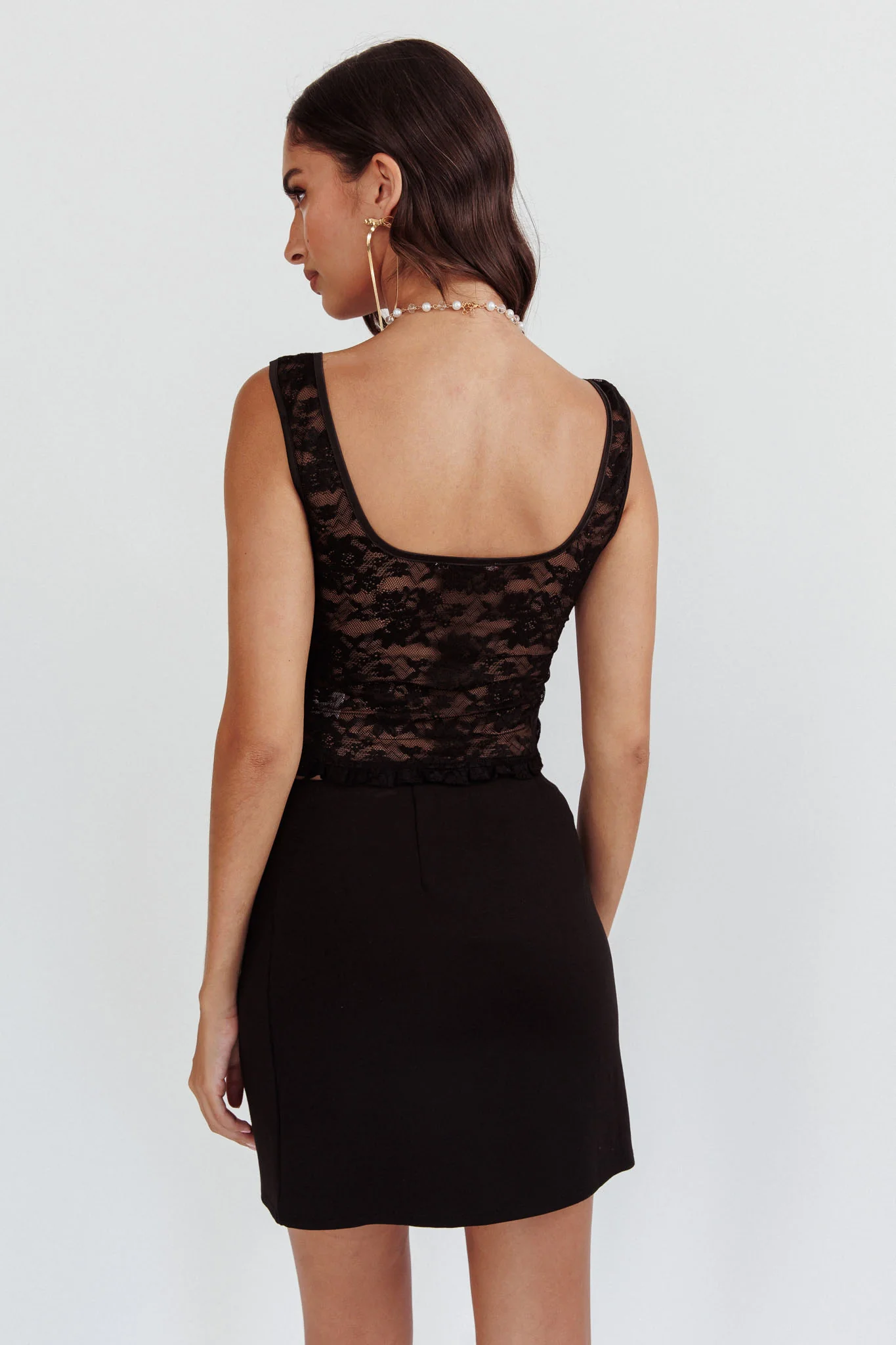 Sheera Lace-Up Corset Top Lace Black - Ruaus