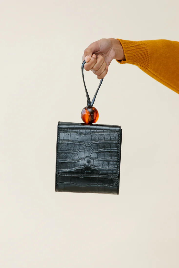 Audrey Wrist Strap Bead Purse Black - Ruaus