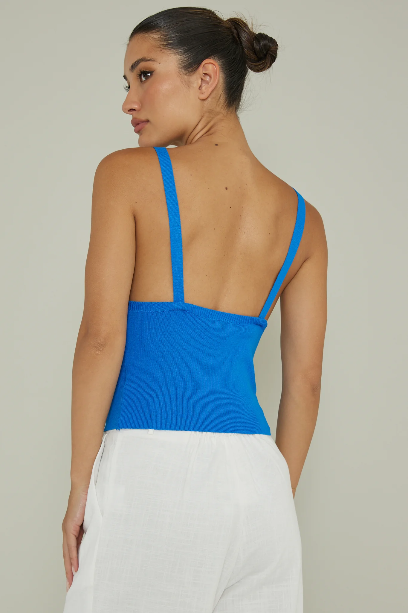 City V-Neck Knit Top Blue - Ruaus