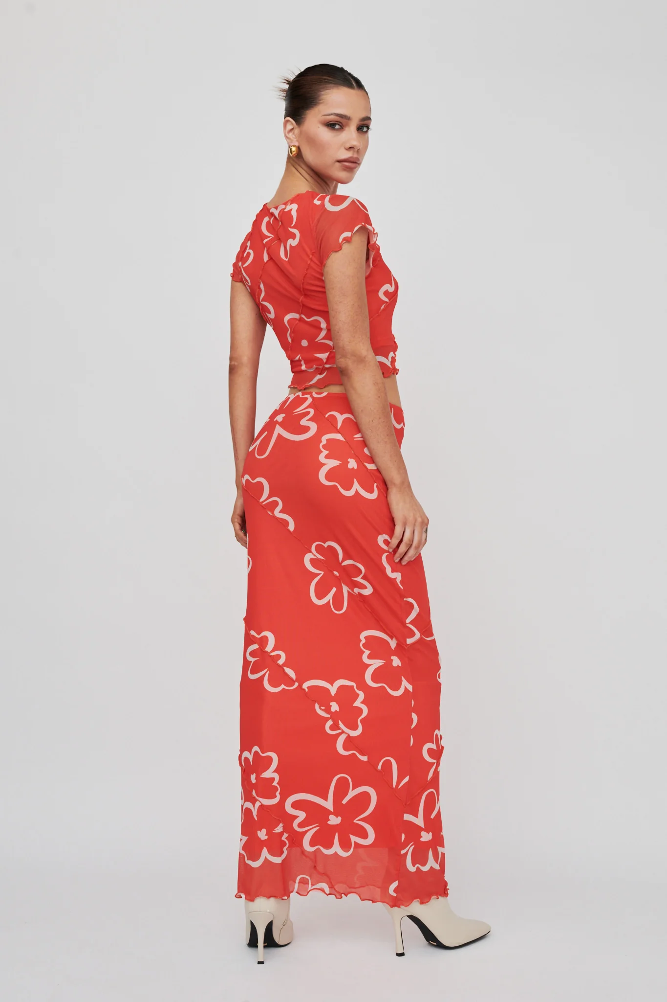 Gold Rush Crop Top Print Orange - Ruaus