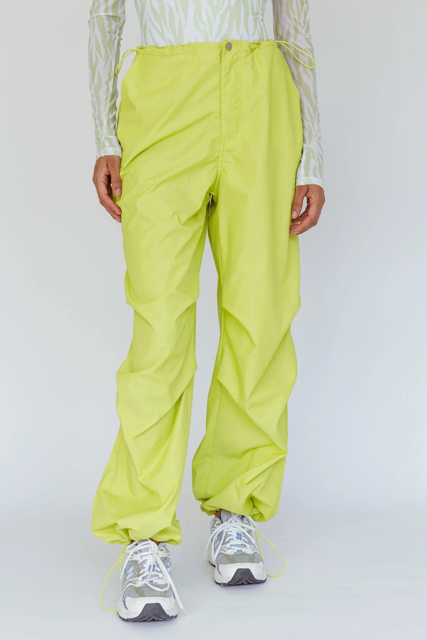 Break Dance Wide Leg Drawstring Pants Lime - Ruaus