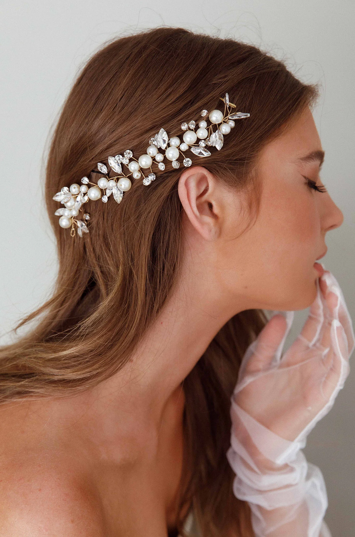 Artemis Pearl & Crystal Hair Pin Gold - Ruaus