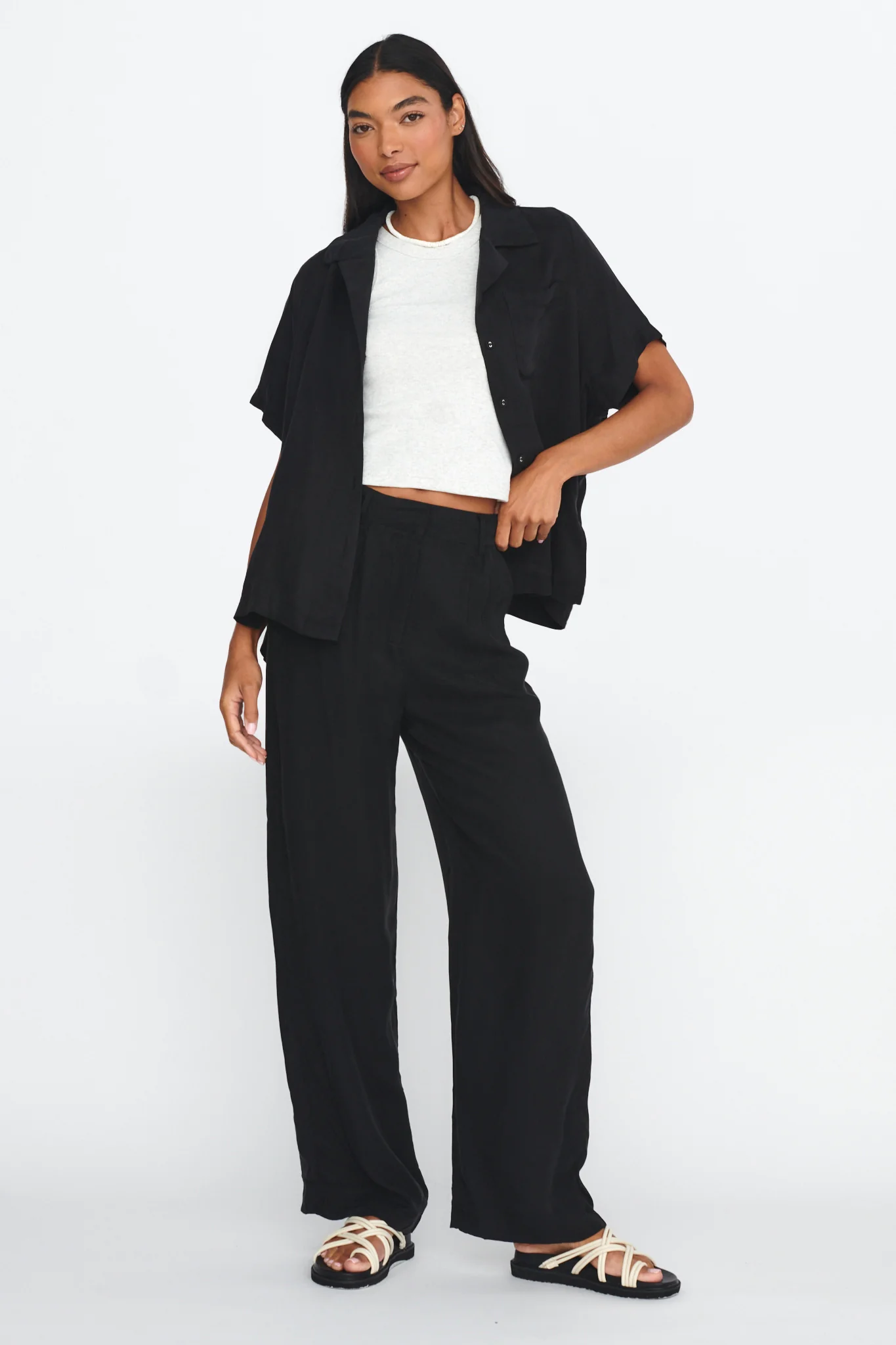 Dodie Straight Leg Trouser Pants Black - Ruaus