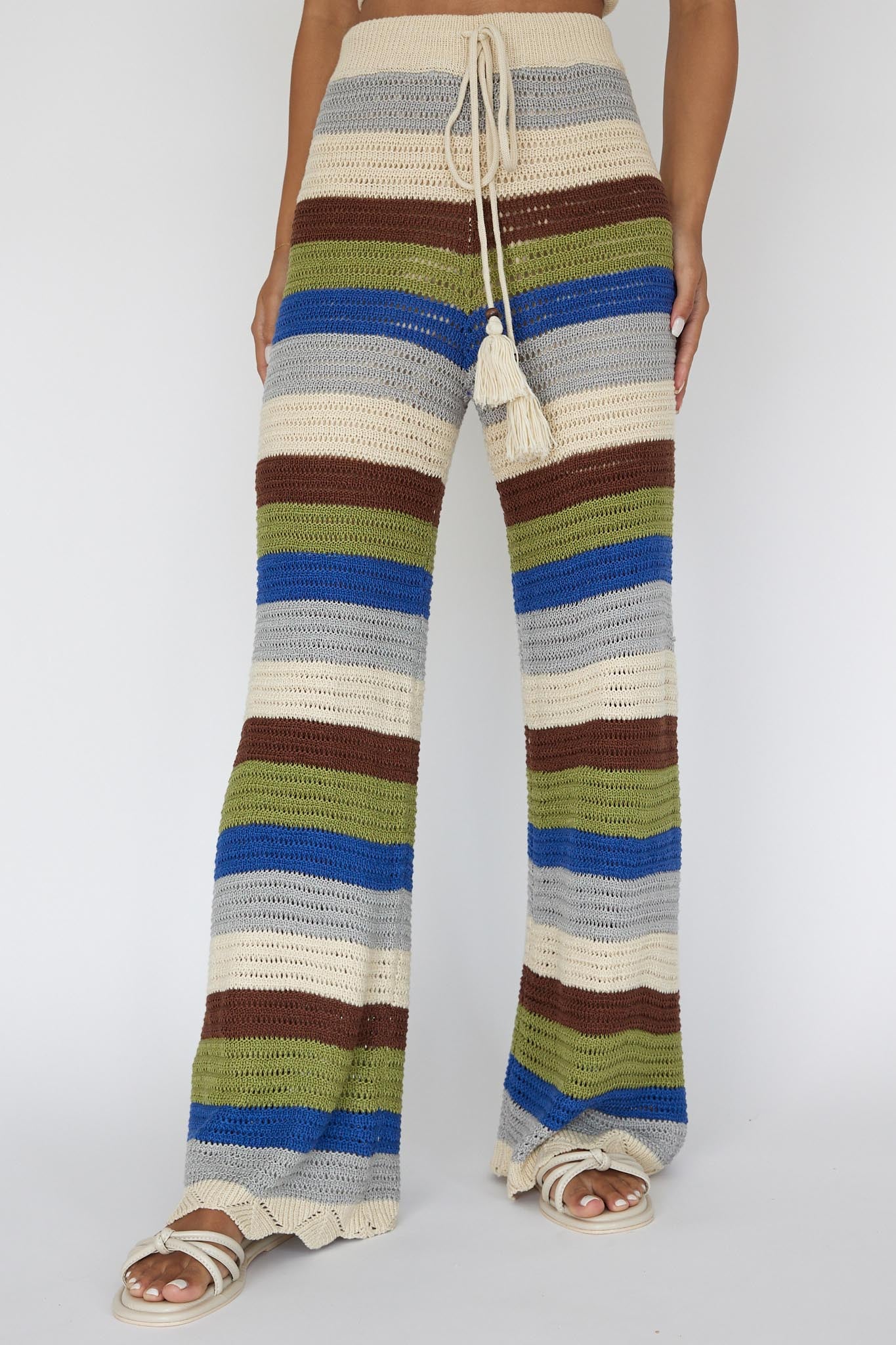 Dream Believer Crochet Pants Stripe Blue Multi - Ruaus