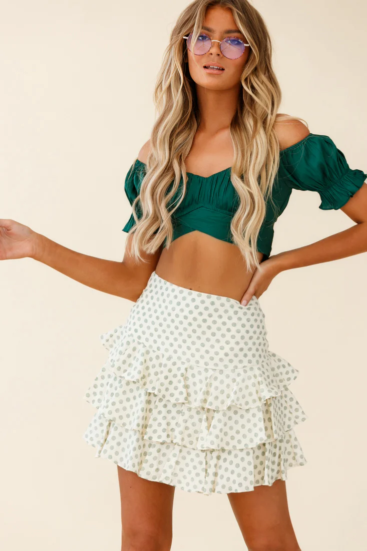 Let Them Eat Cake Triple Ruffle Skirt Green - Ruaus