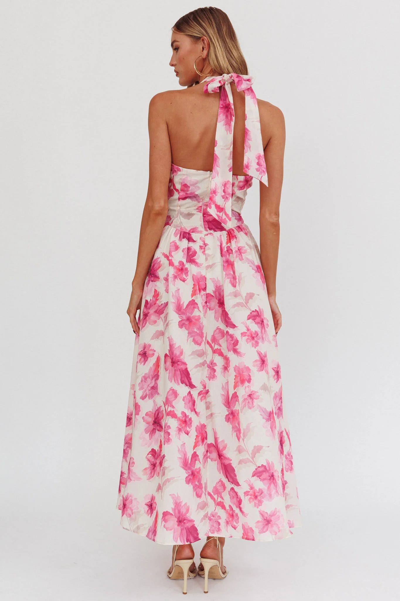 El Corazon Halterneck Dress Floral Pink - Ruaus