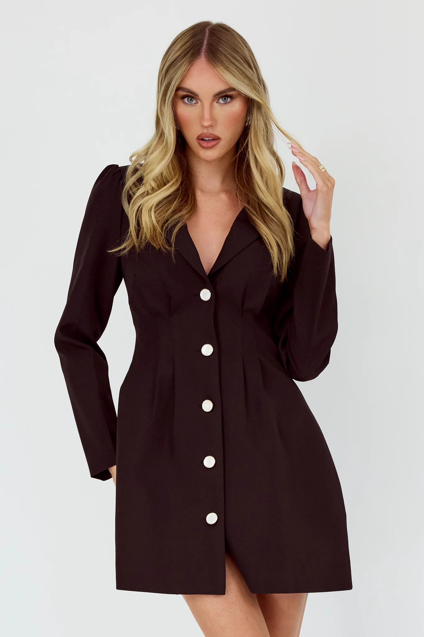Miracle Button Front Pintuck Mini Dress Black - Ruaus