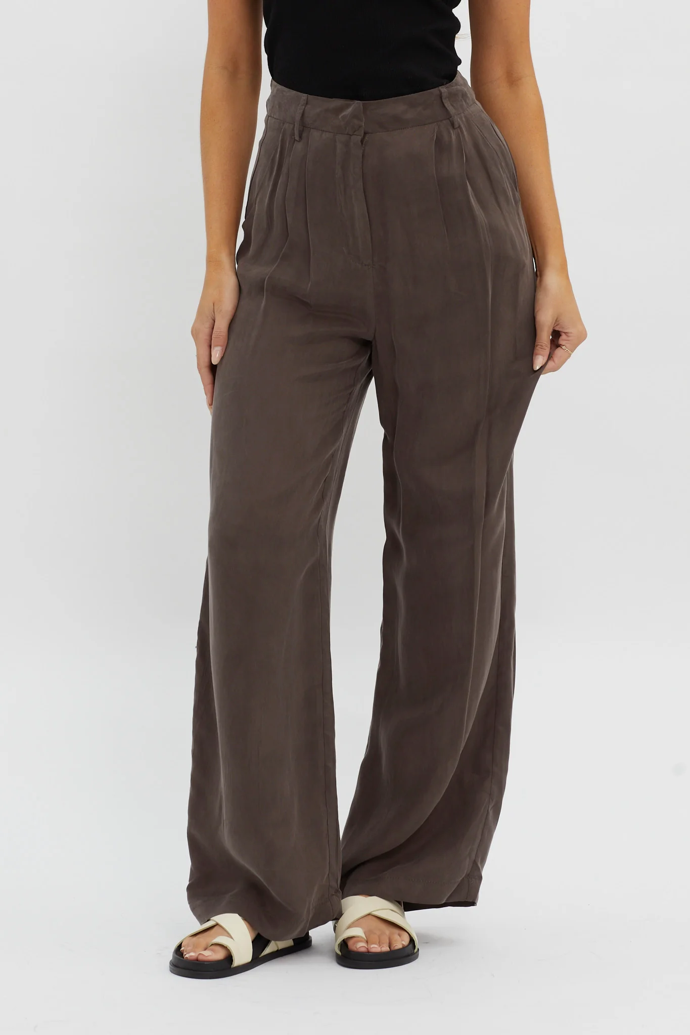 Dodie Straight Leg Trouser Pants Warm Grey - Ruaus