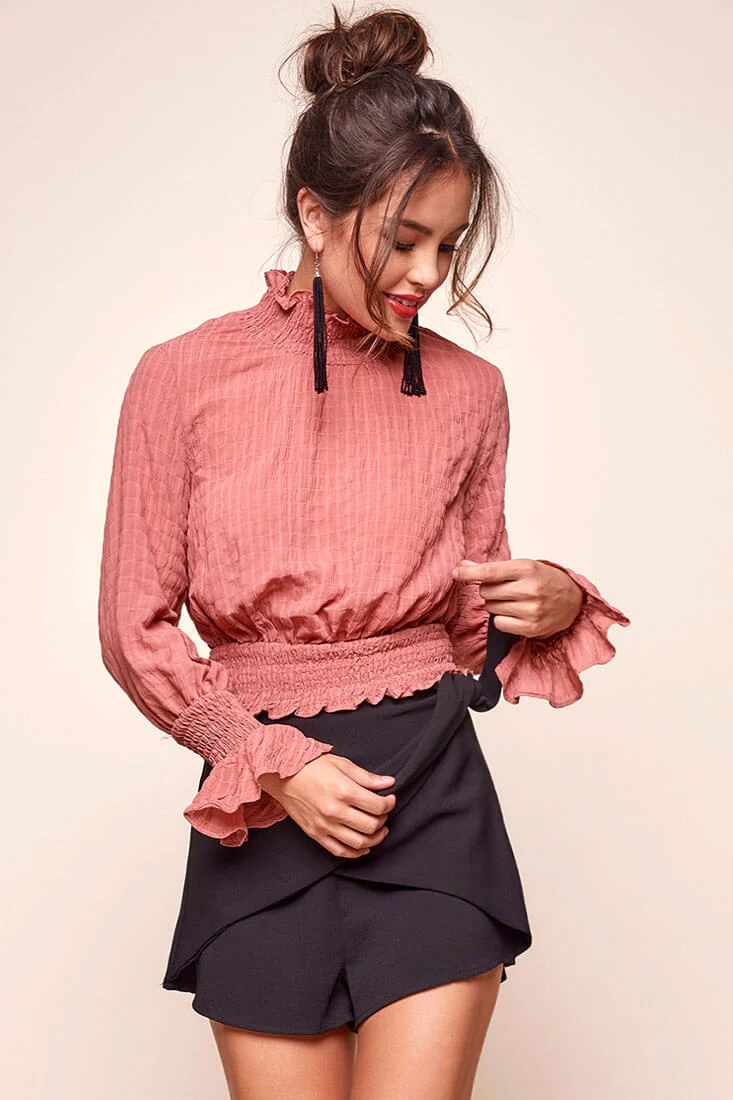 Nicole Cropped Puffy Top Rose - Ruaus