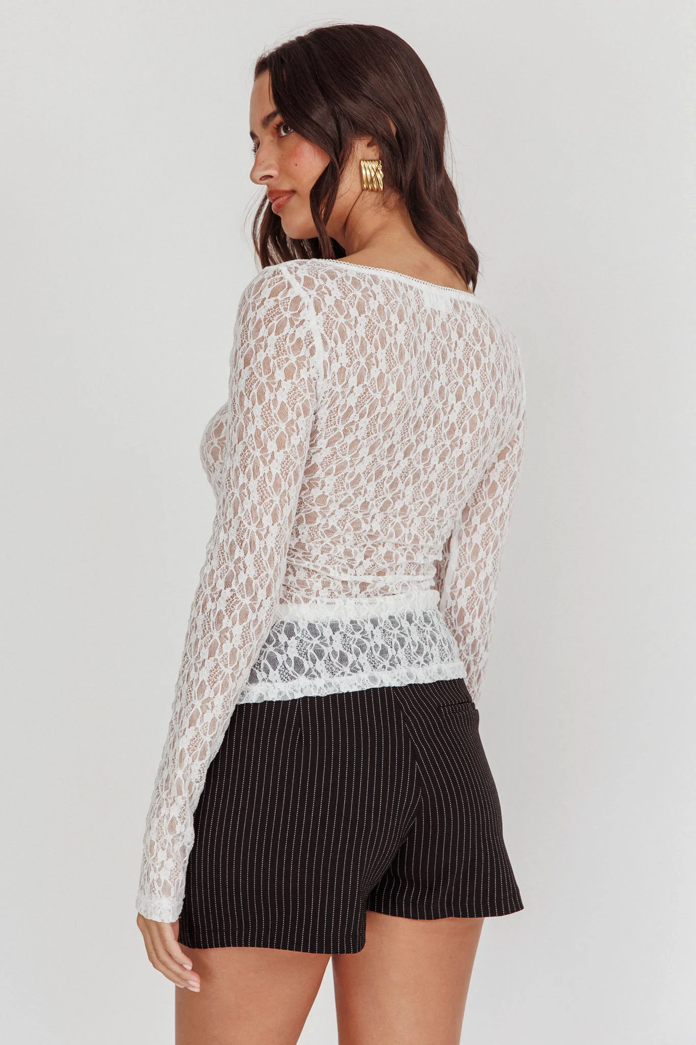 Starlit Sheer Lace Top White - Ruaus