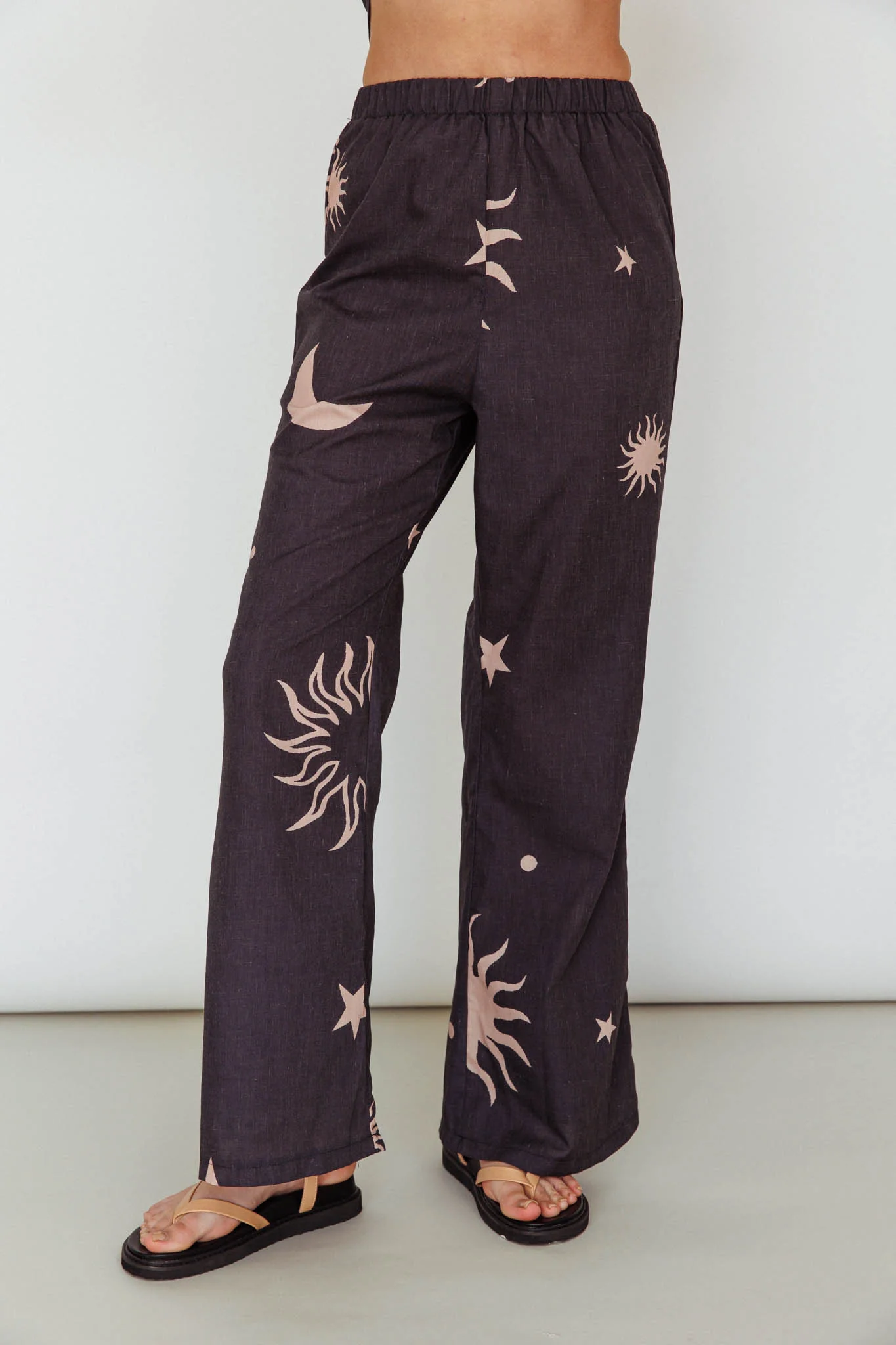 Just A Hunch Pants Sun Moon Black - Ruaus