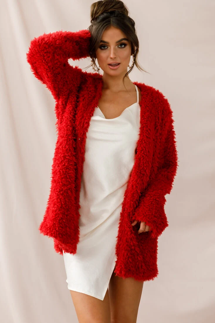 Ronan Fluffy Coat Red - Ruaus