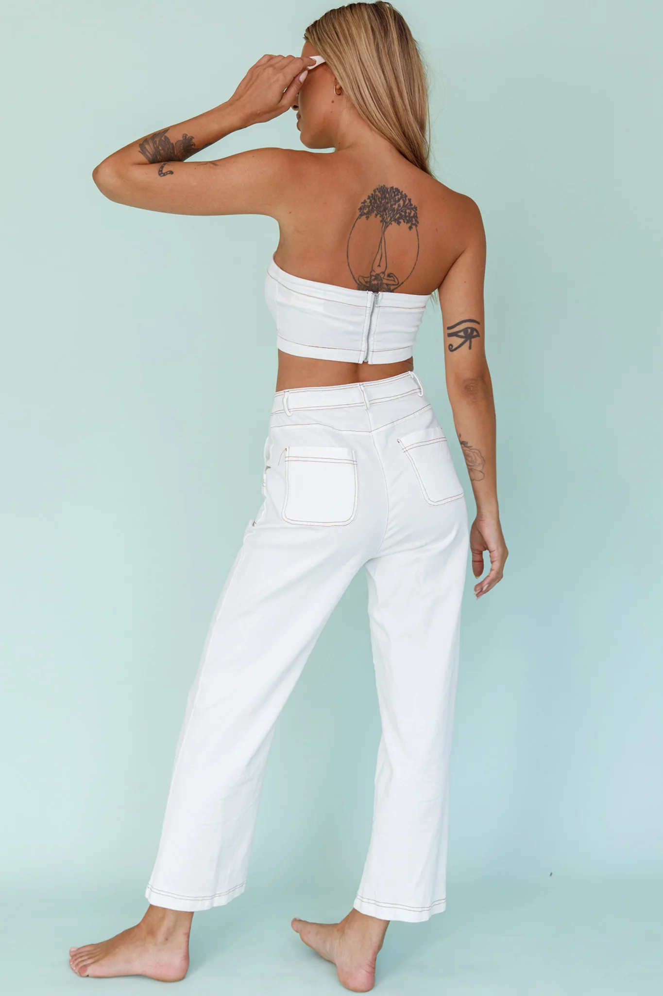 Uptown Wide Leg Pants White - Ruaus