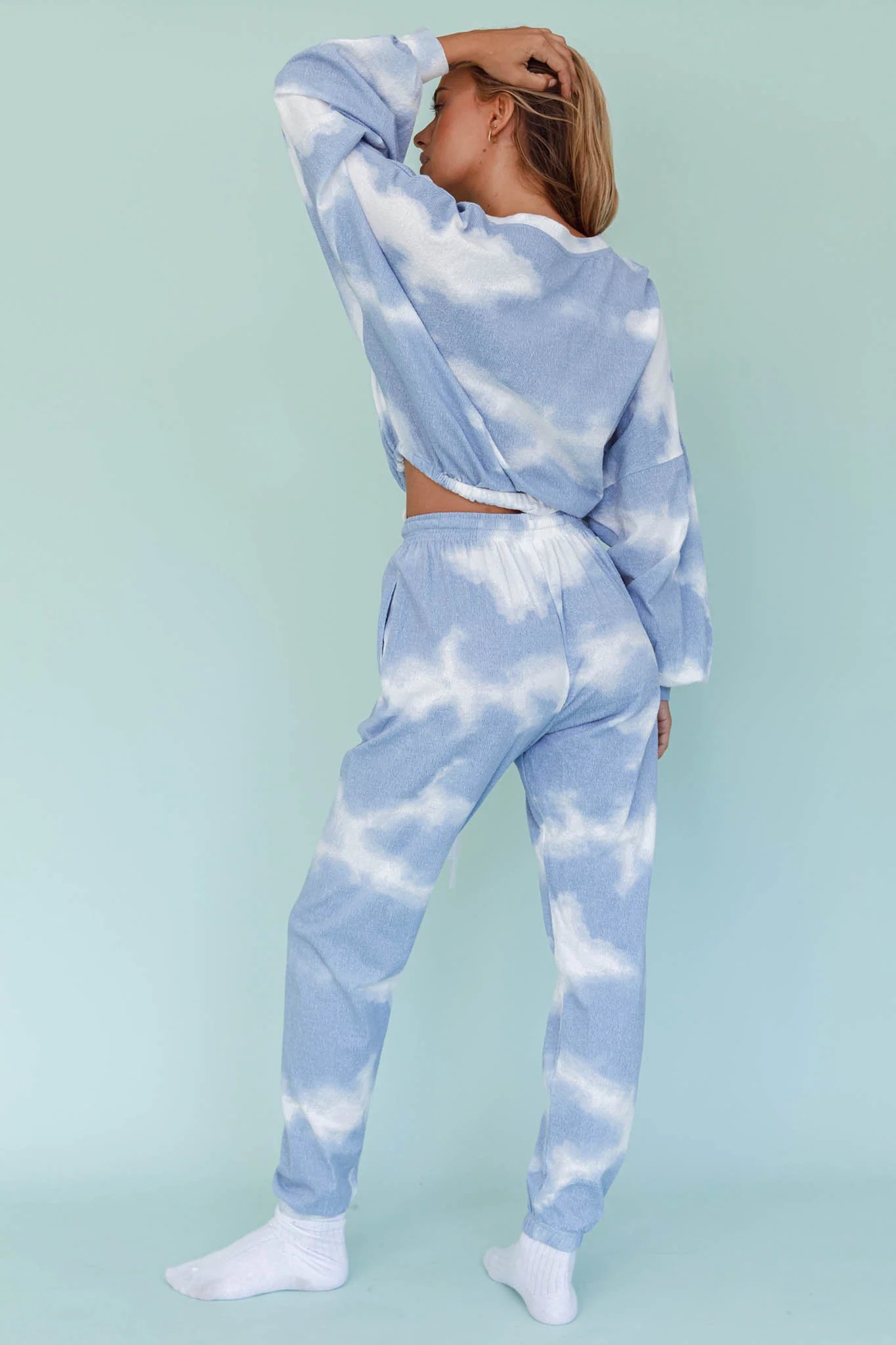 Low Key Drawstring Ribbed Pants Blue - Ruaus