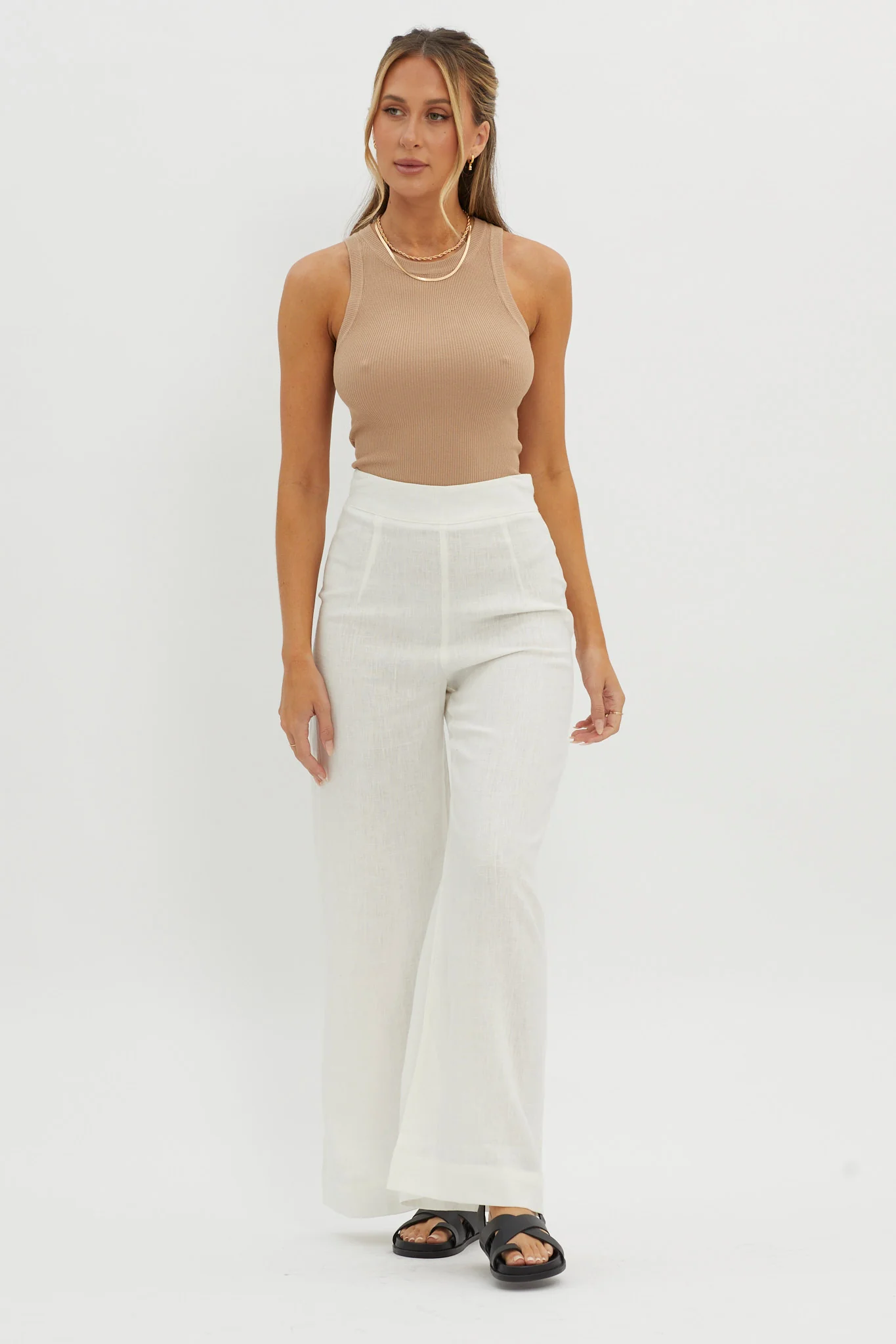 Wanda Wide Leg Pants White - Ruaus
