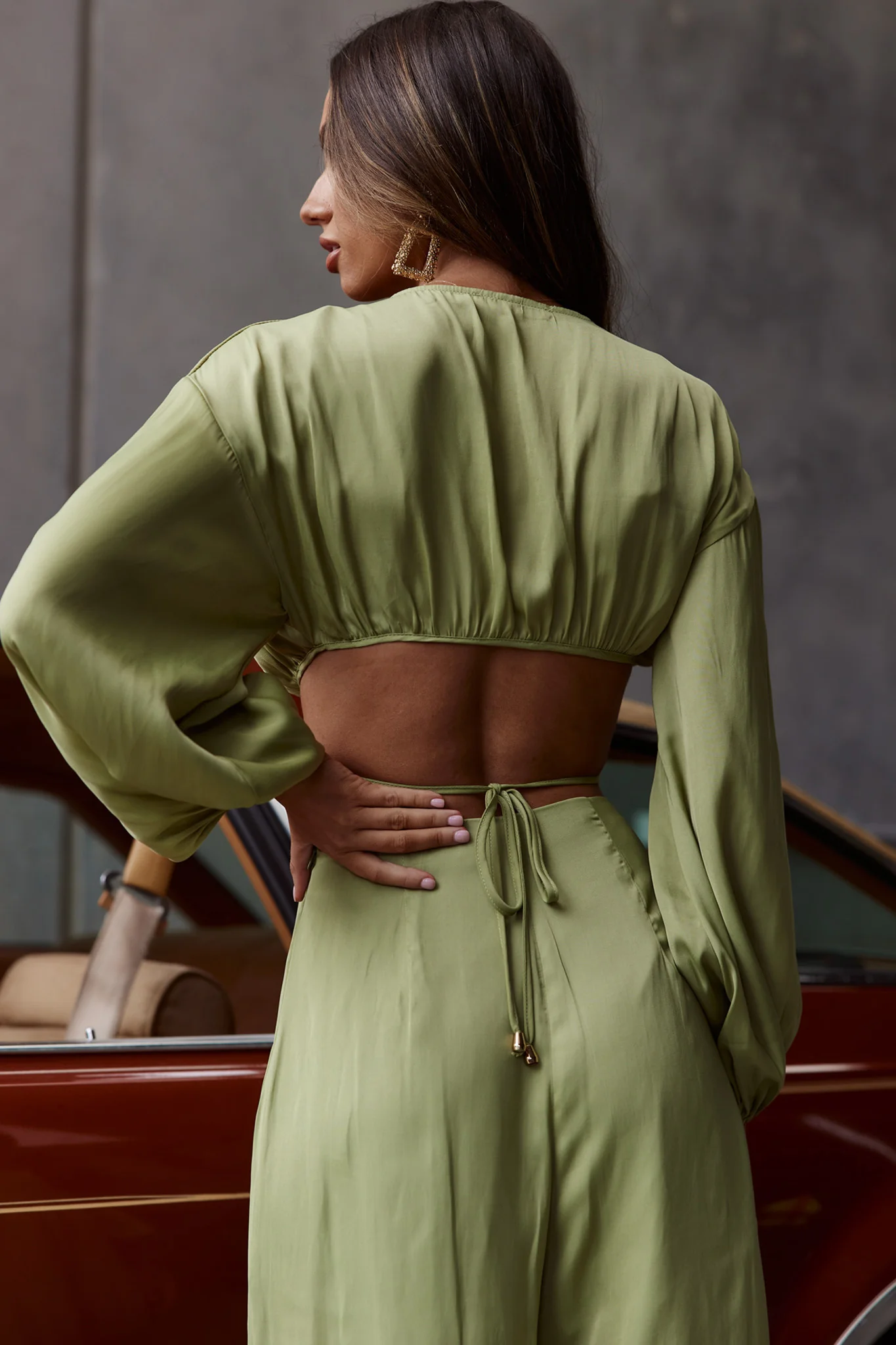 Lilian Wide Legs Pants Olive - Ruaus