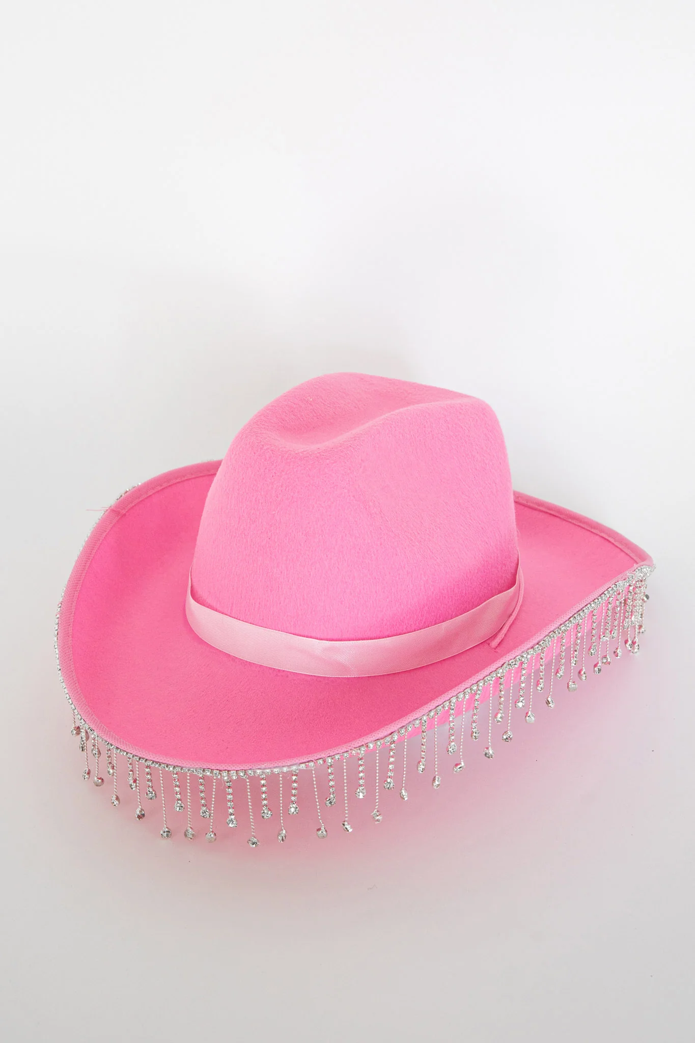 Dolly Diamante Fringe Cowboy Hat Pink - Ruaus