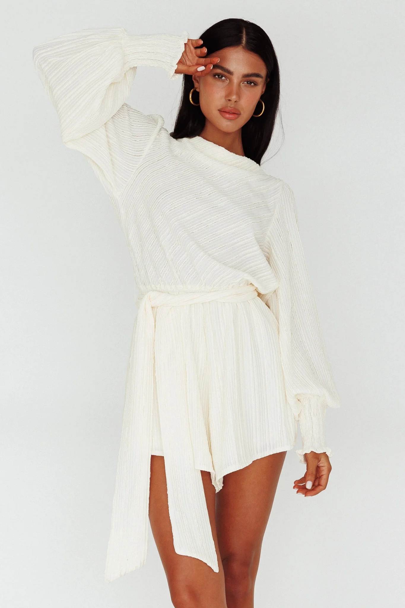 Summer Lover Long Sleeve Romper Cream - Ruaus