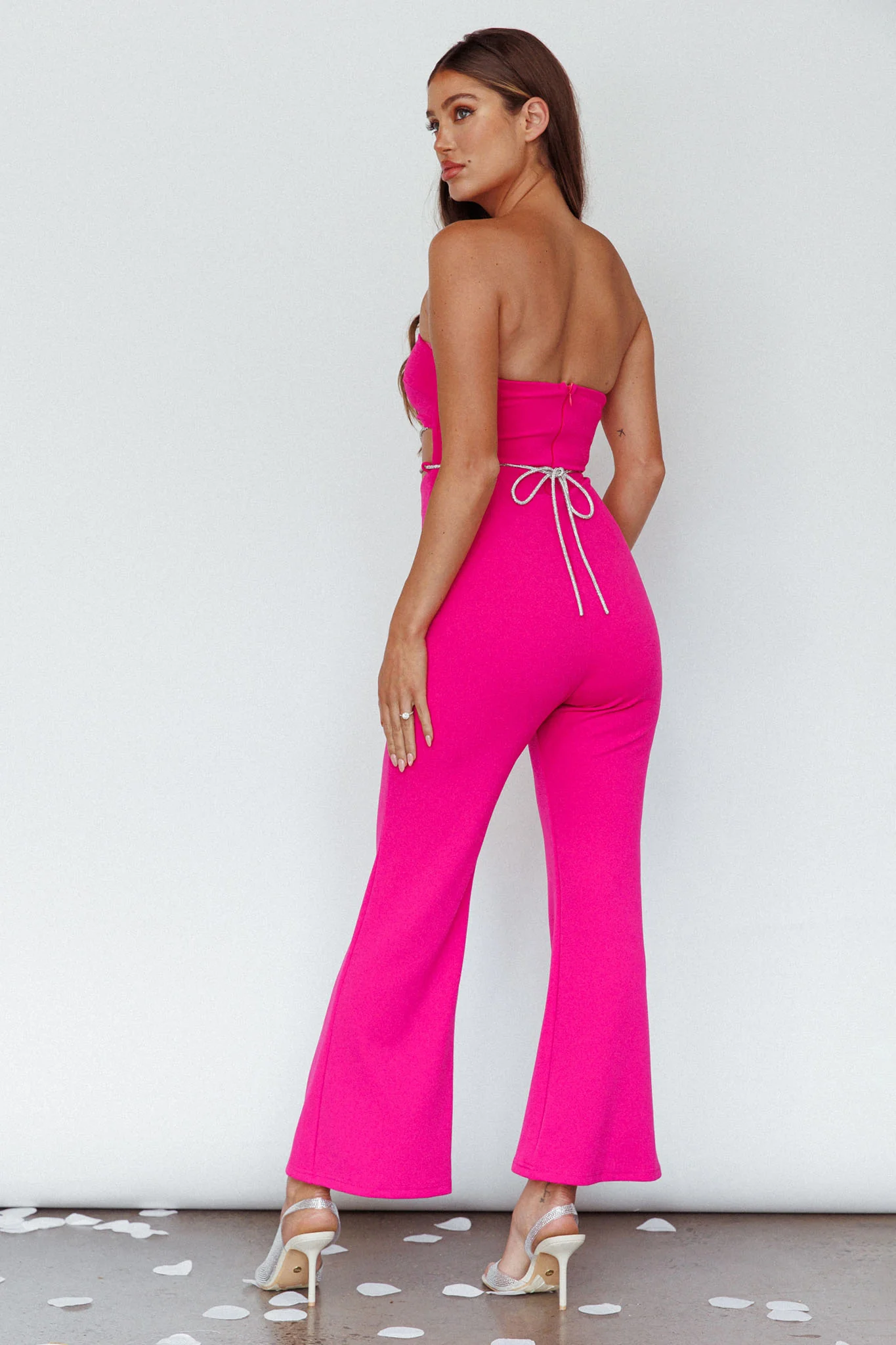 Nohemi Strapless Diamante Jumpsuit Fuchsia - Ruaus
