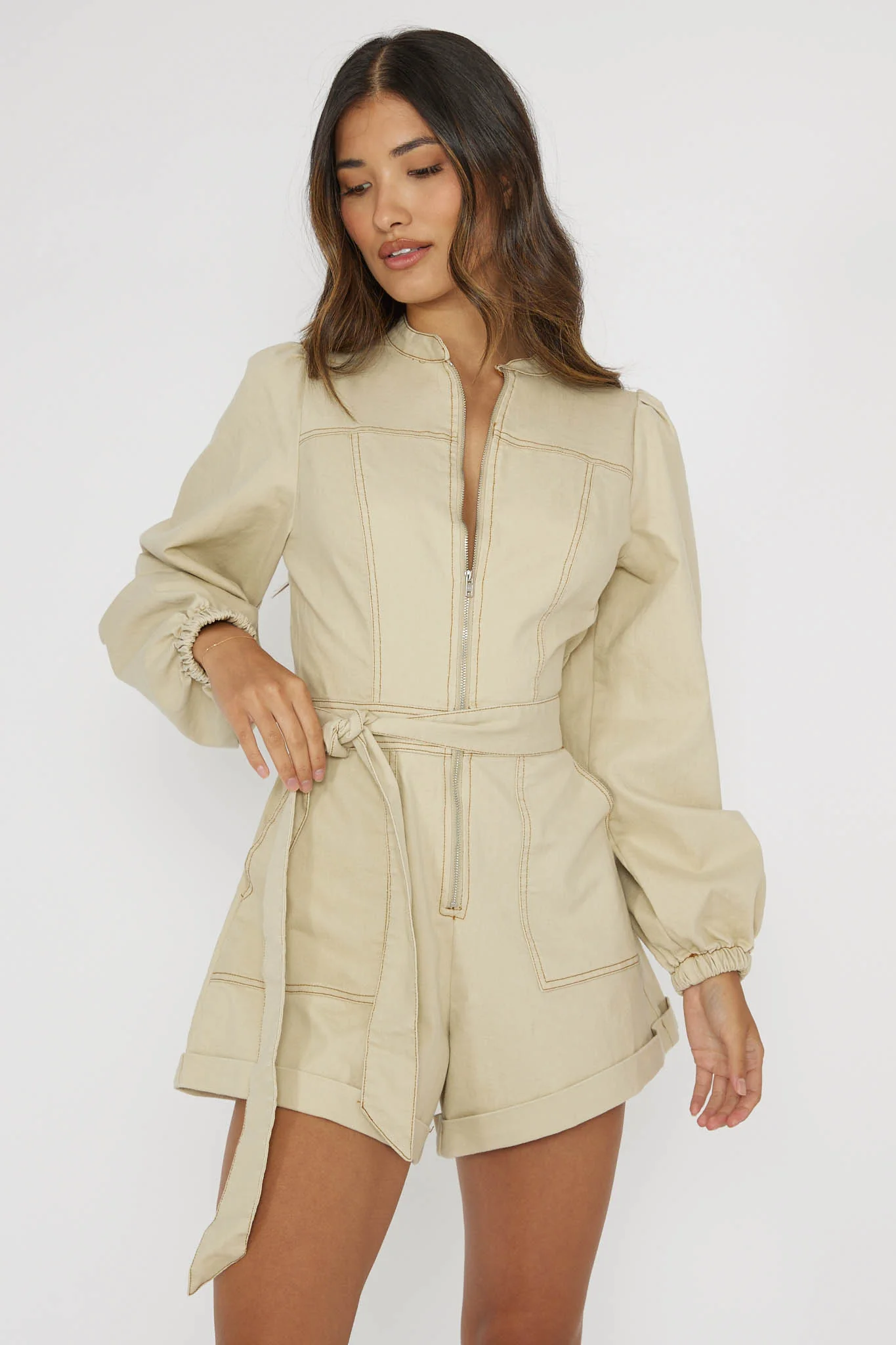 Real World Zip Front Romper Butter - Ruaus