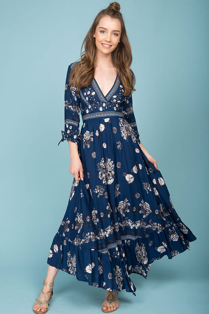 Zaika Maxi Dress Navy - Ruaus