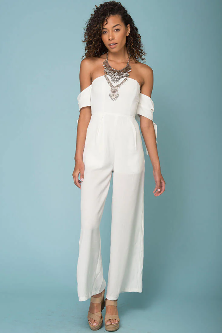 Kyndall Tube Top Jumpsuit White - Ruaus