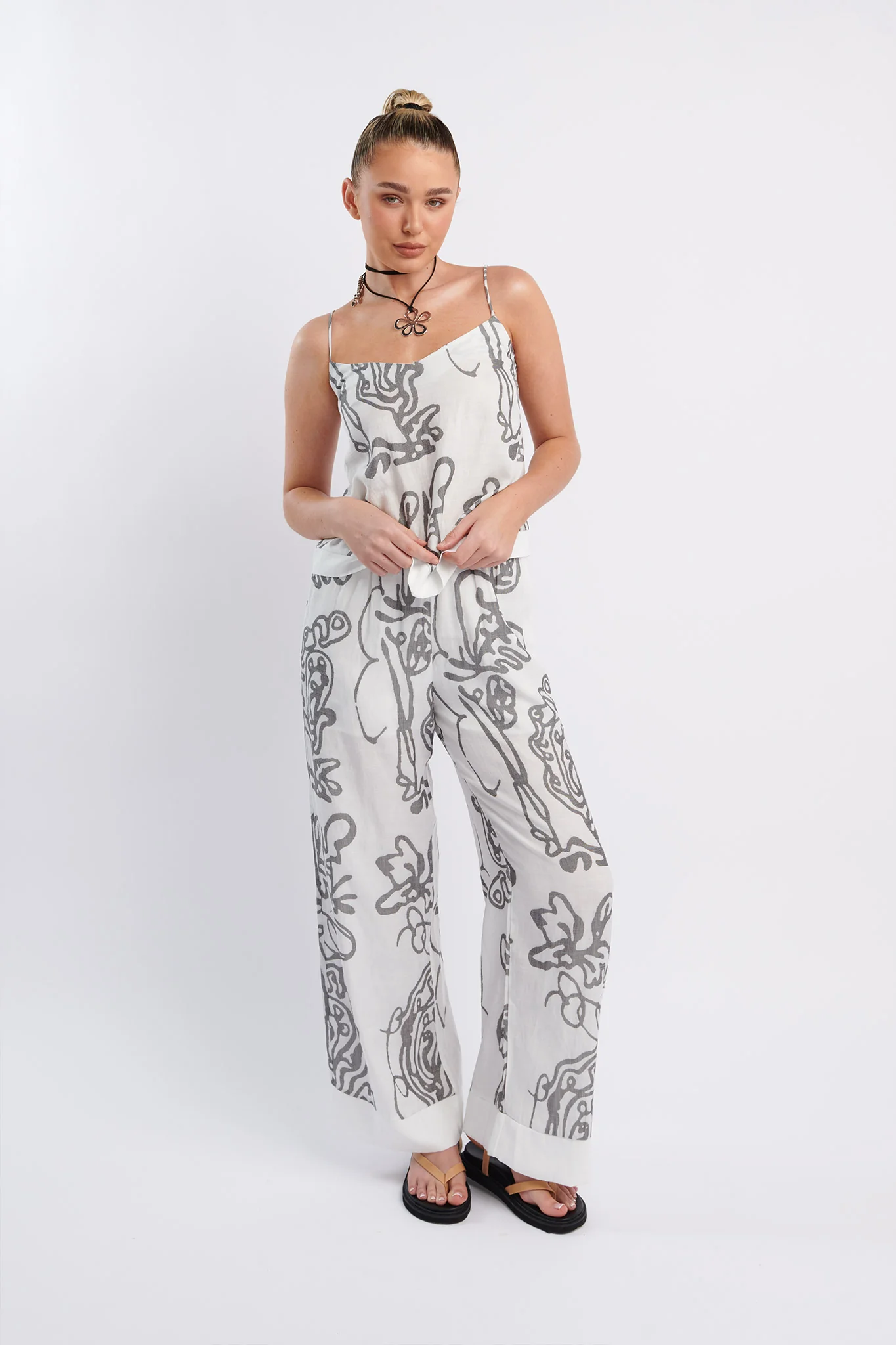 Oceania Long Pants Print White - Ruaus