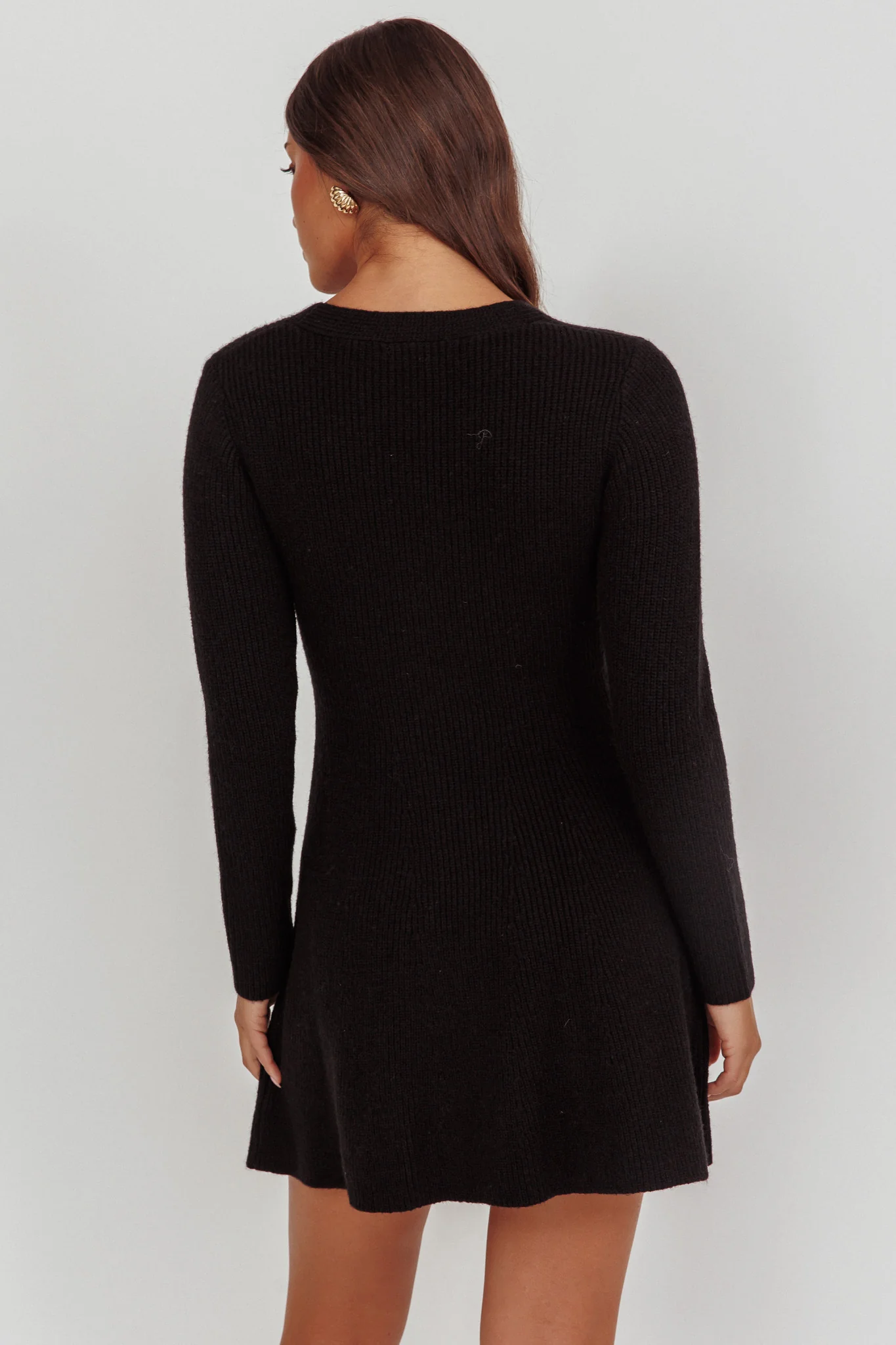 Irma Gold Button Knit Mini Dress Black - Ruaus