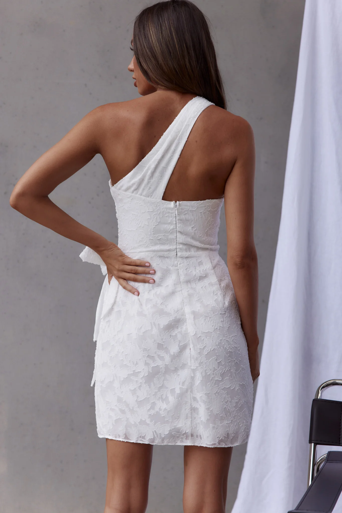 One And Only One-Shoulder Wrap Dress White - Ruaus