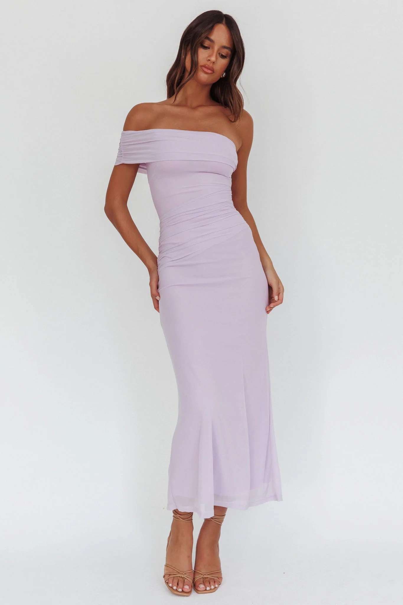Gala One-Shoulder Maxi Dress Lilac - Ruaus