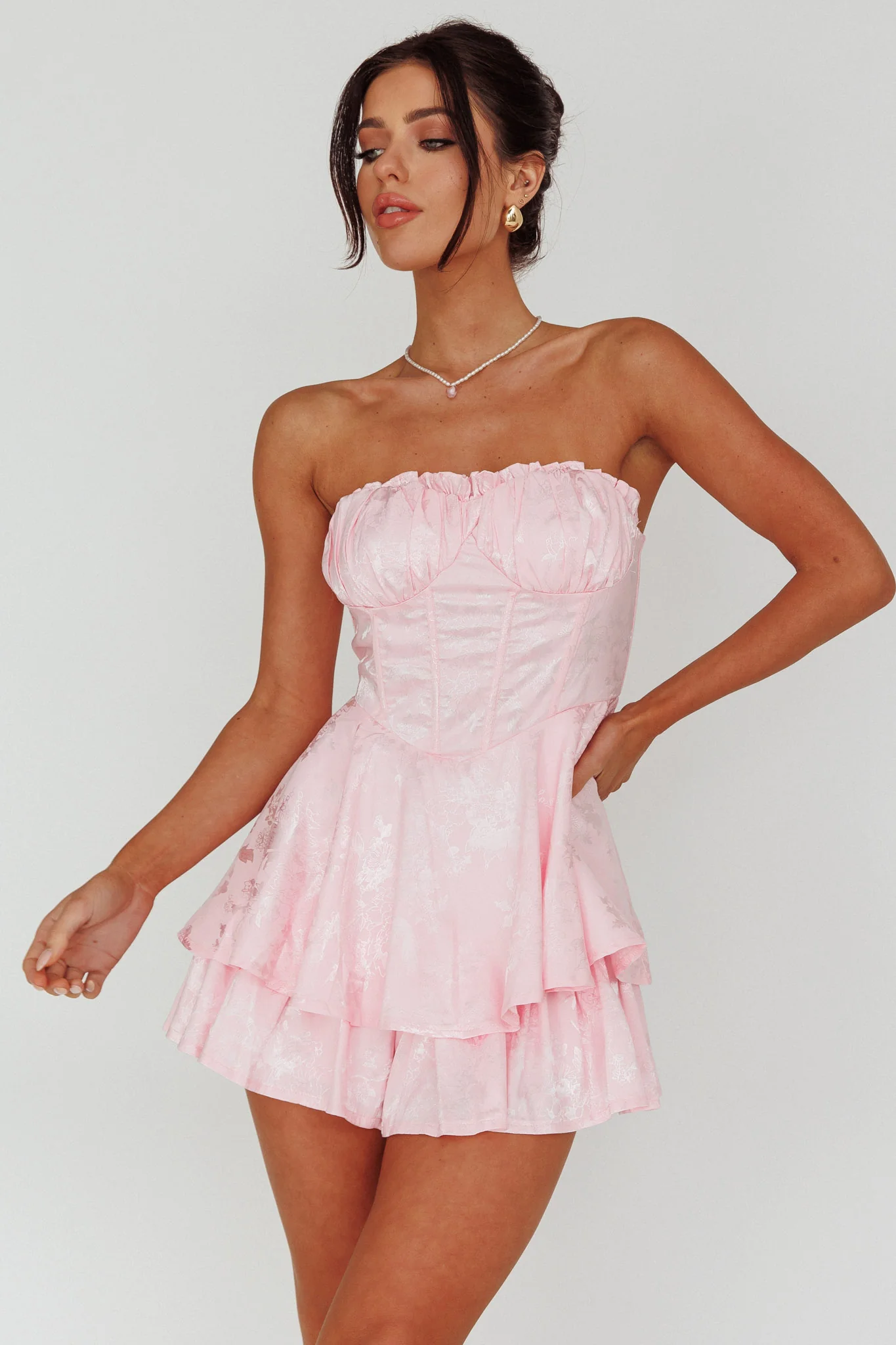 Angel Sky Gathered Bust Romper Pink - Ruaus