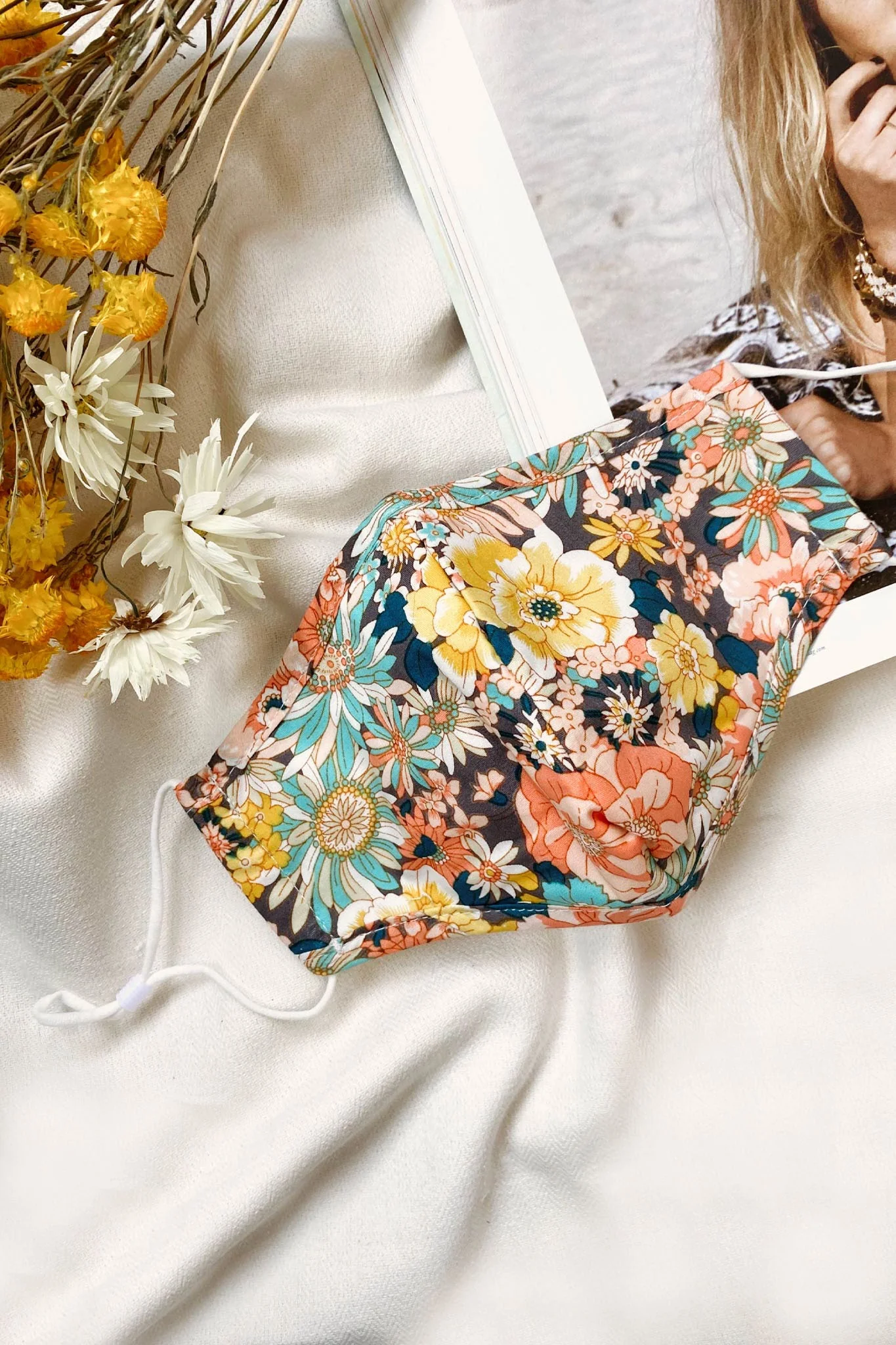 California Mask Floral Print Pink - Ruaus