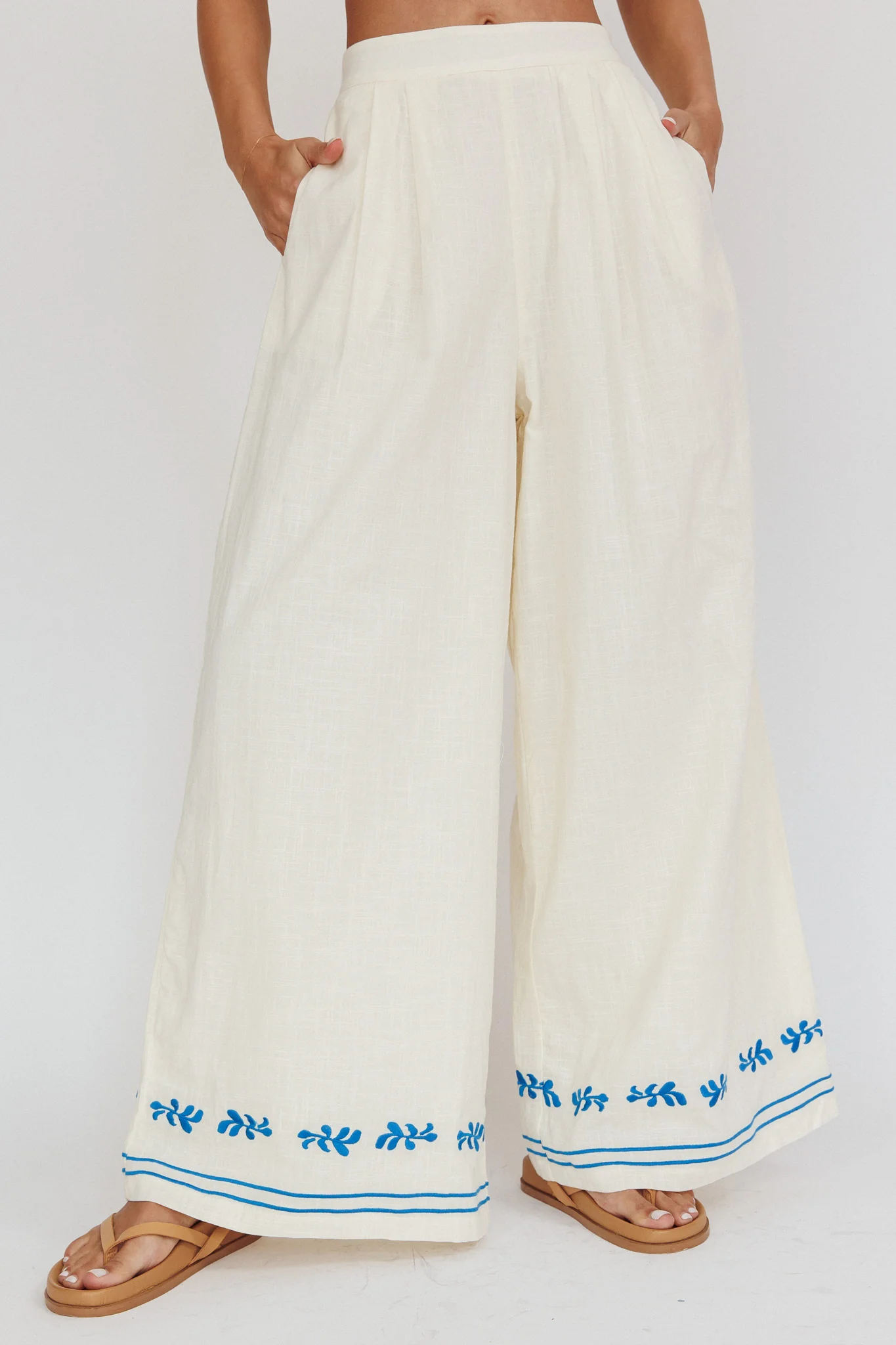Sought After Wide-Leg Pocket Pants Oat - Ruaus