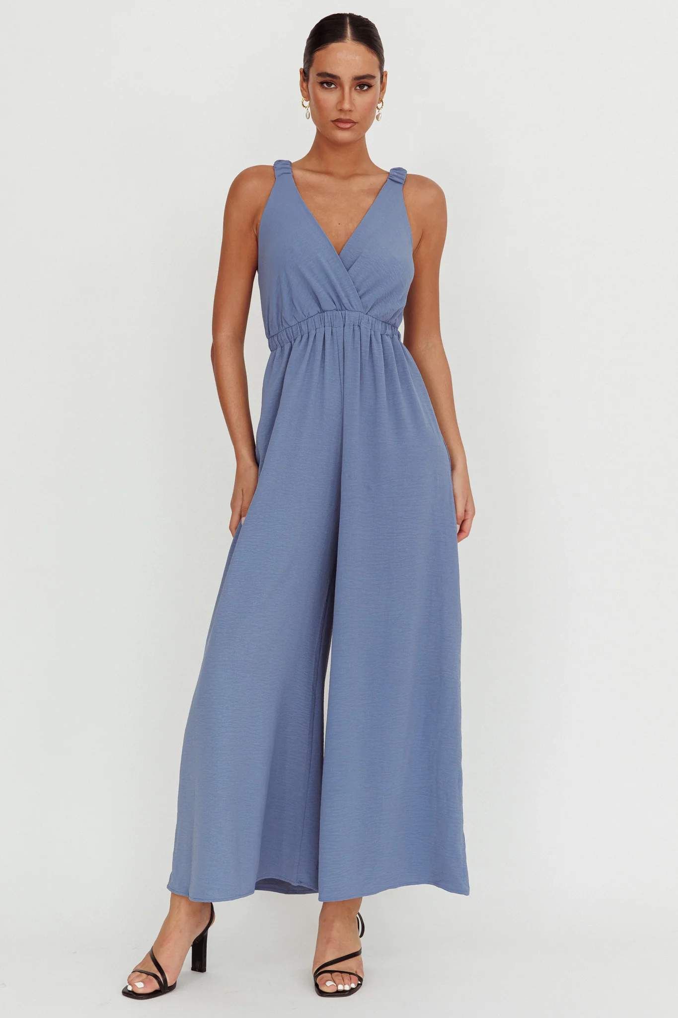 Everything Crossover Strap Jumpsuit Storm Blue - Ruaus