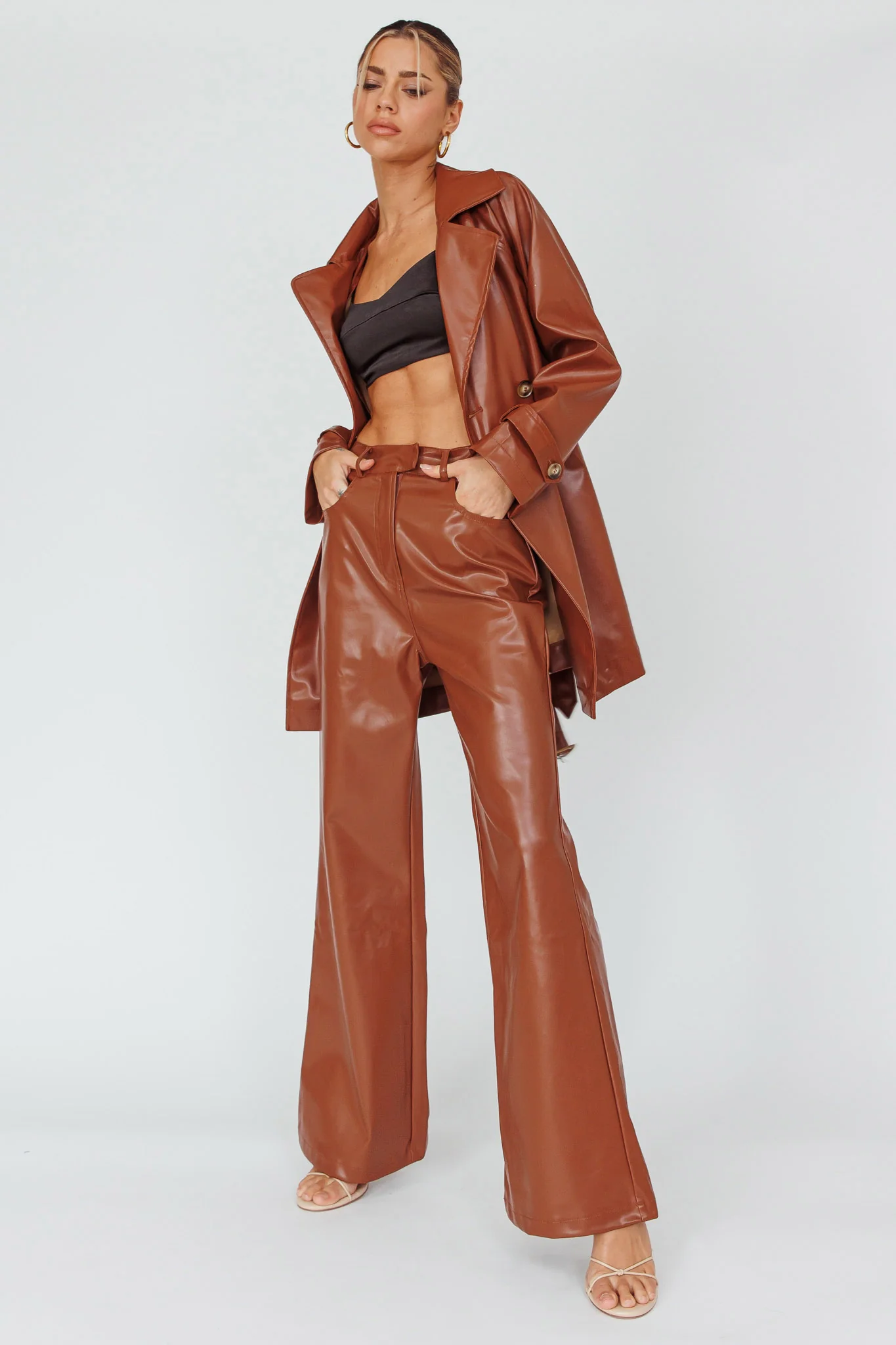 Coussin Faux Leather Pants Terracotta - Ruaus