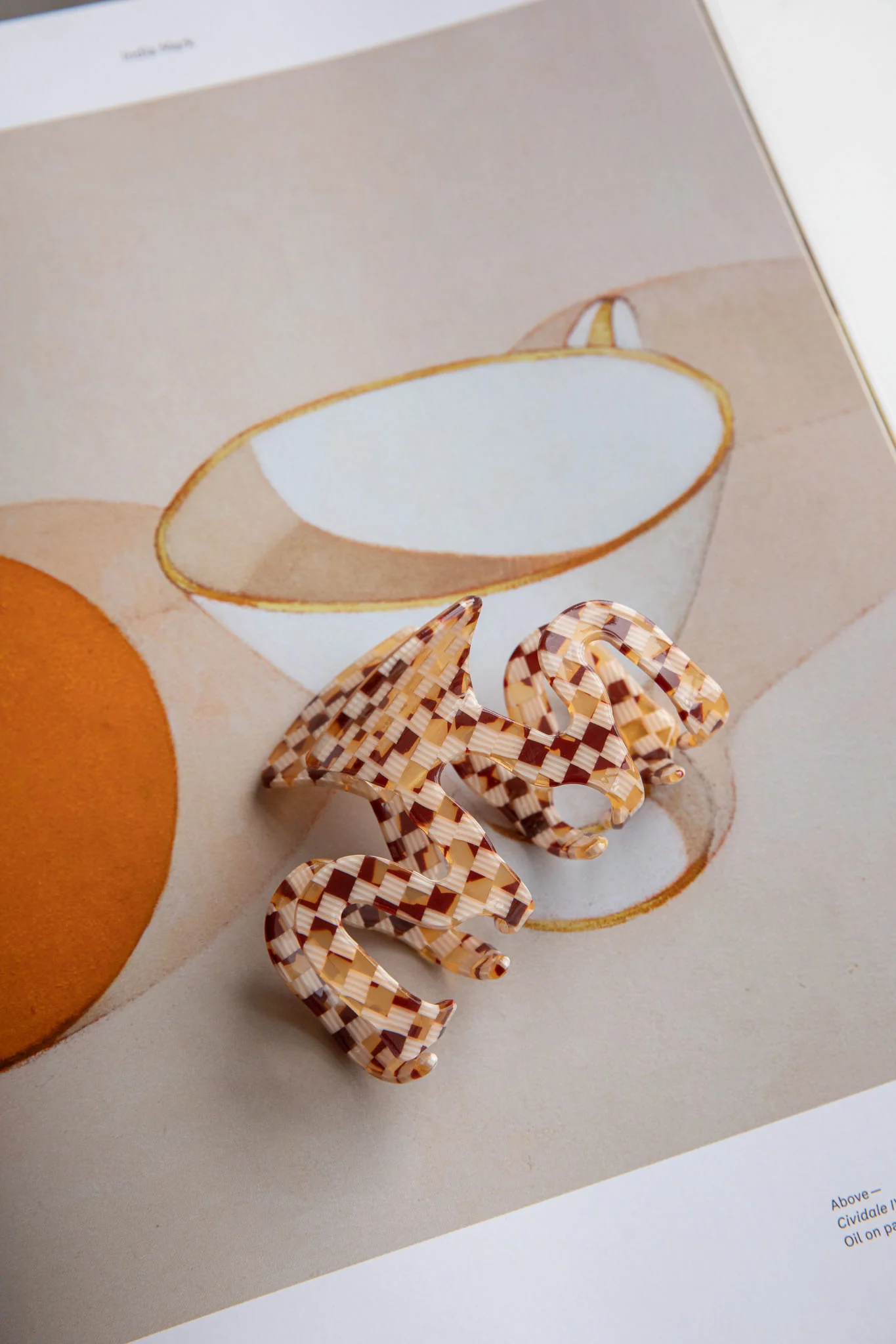 Harley Checkered Hair Clip Brown - Ruaus