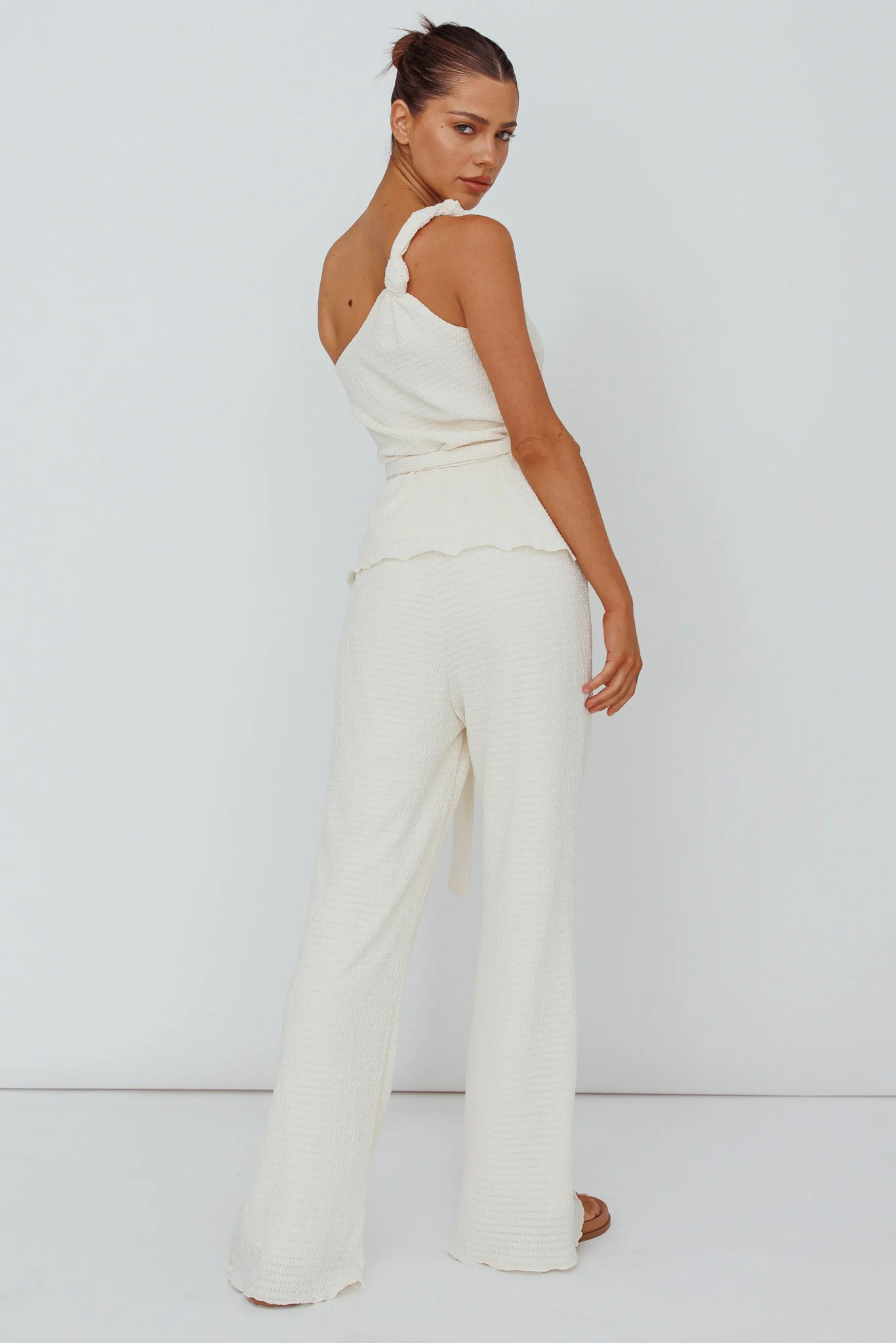 Austin City Textured Pants Cream - Ruaus