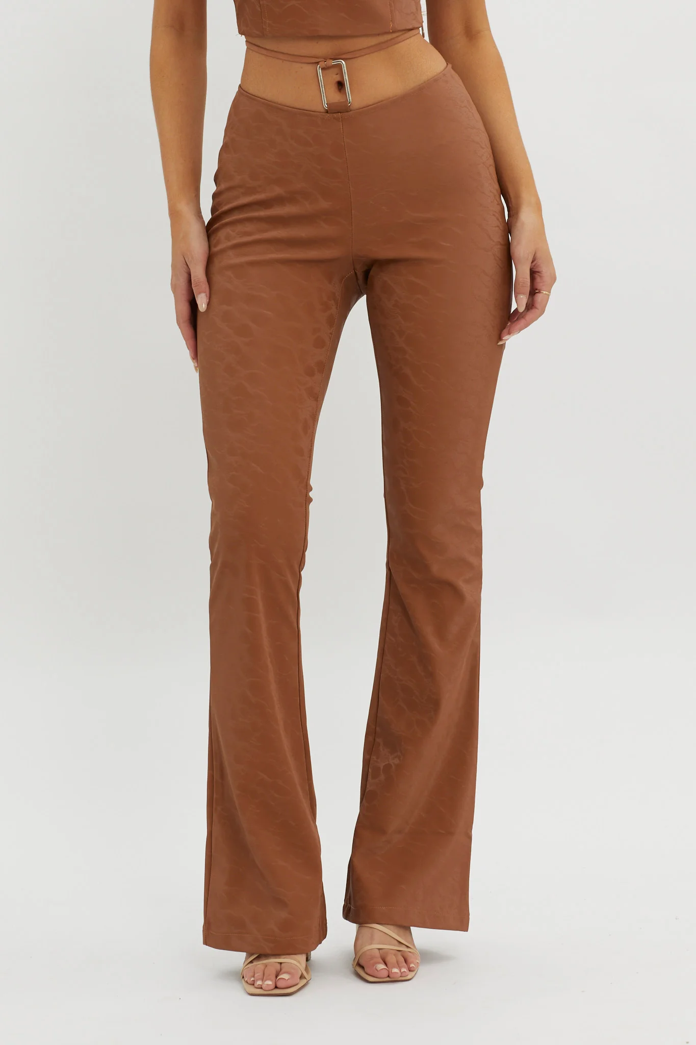 She's A Gemini Faux Leather Pants Mud - Ruaus