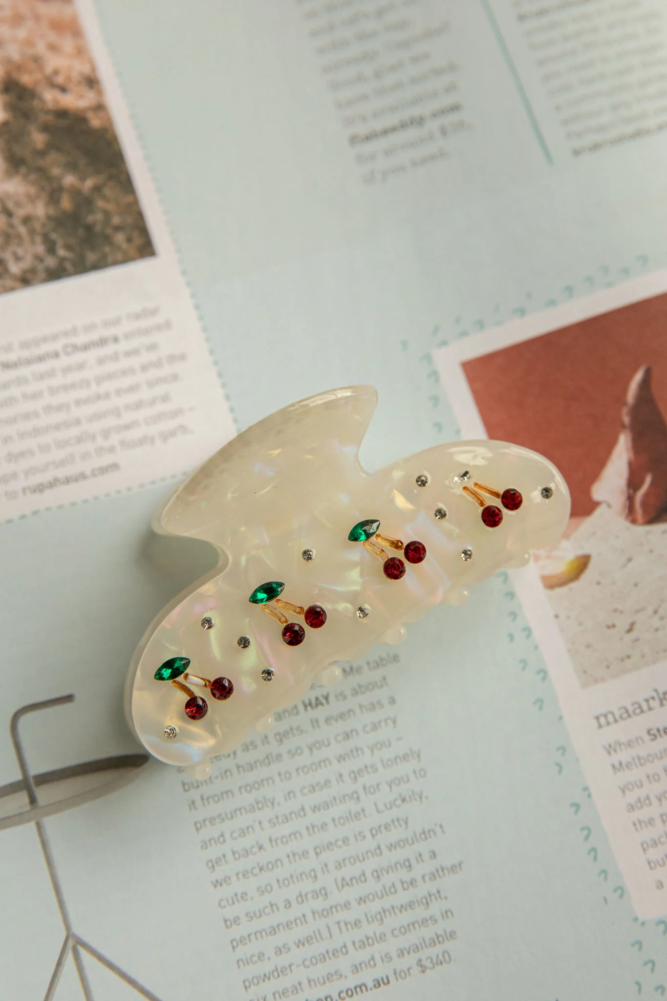 Cherry Pie Hair Clip White - Ruaus