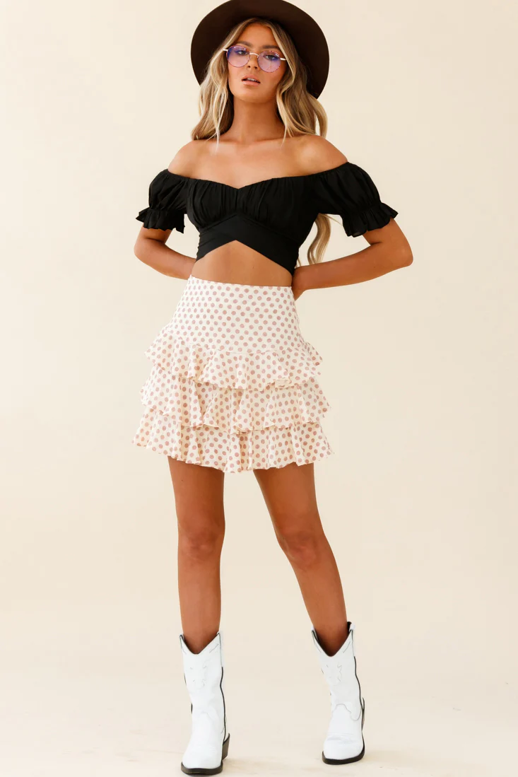 Let Them Eat Cake Triple Ruffle Skirt Polka Dot Rose - Ruaus