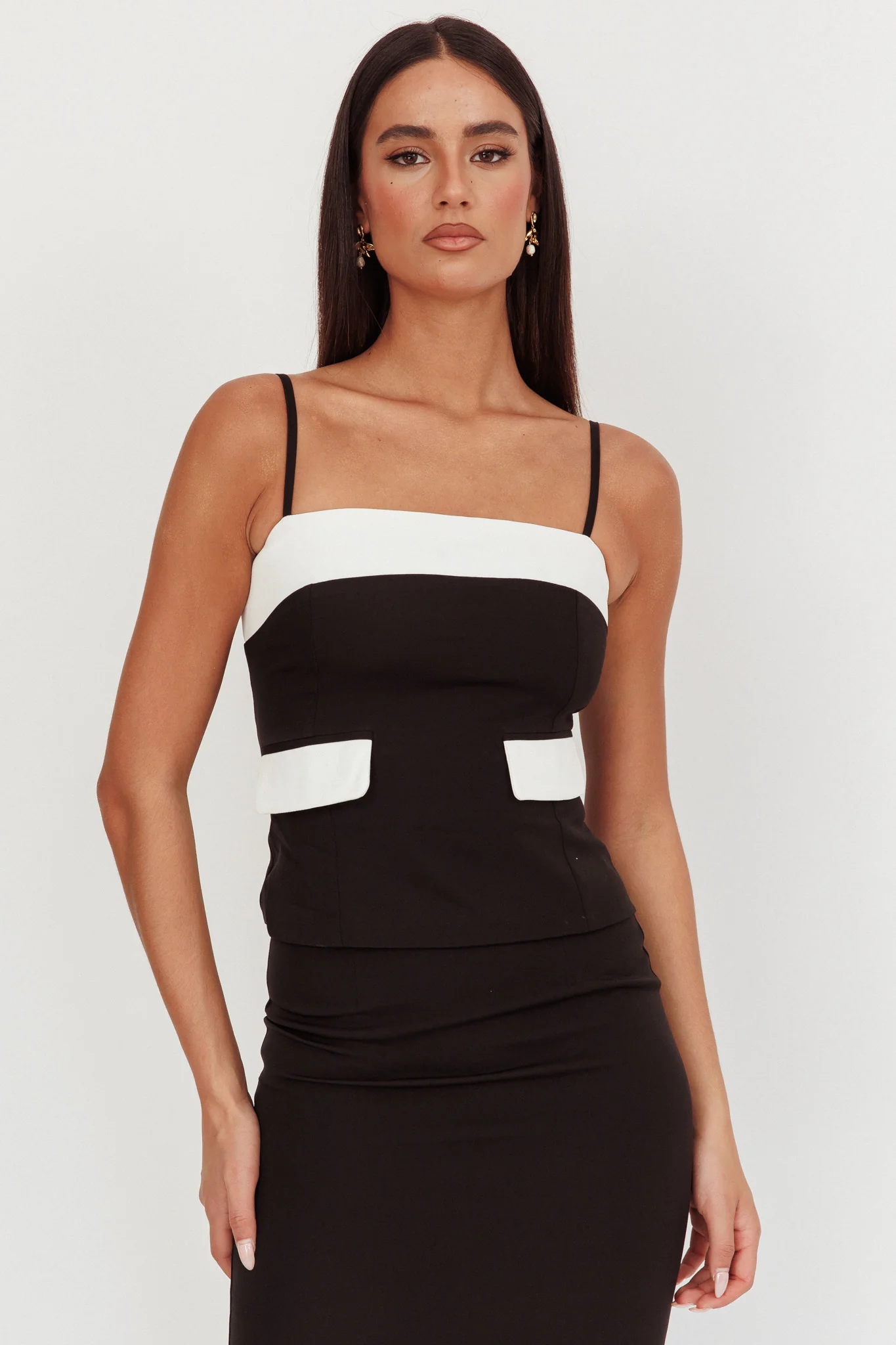 Switched On Faux Pocket Cami Top Black - Ruaus