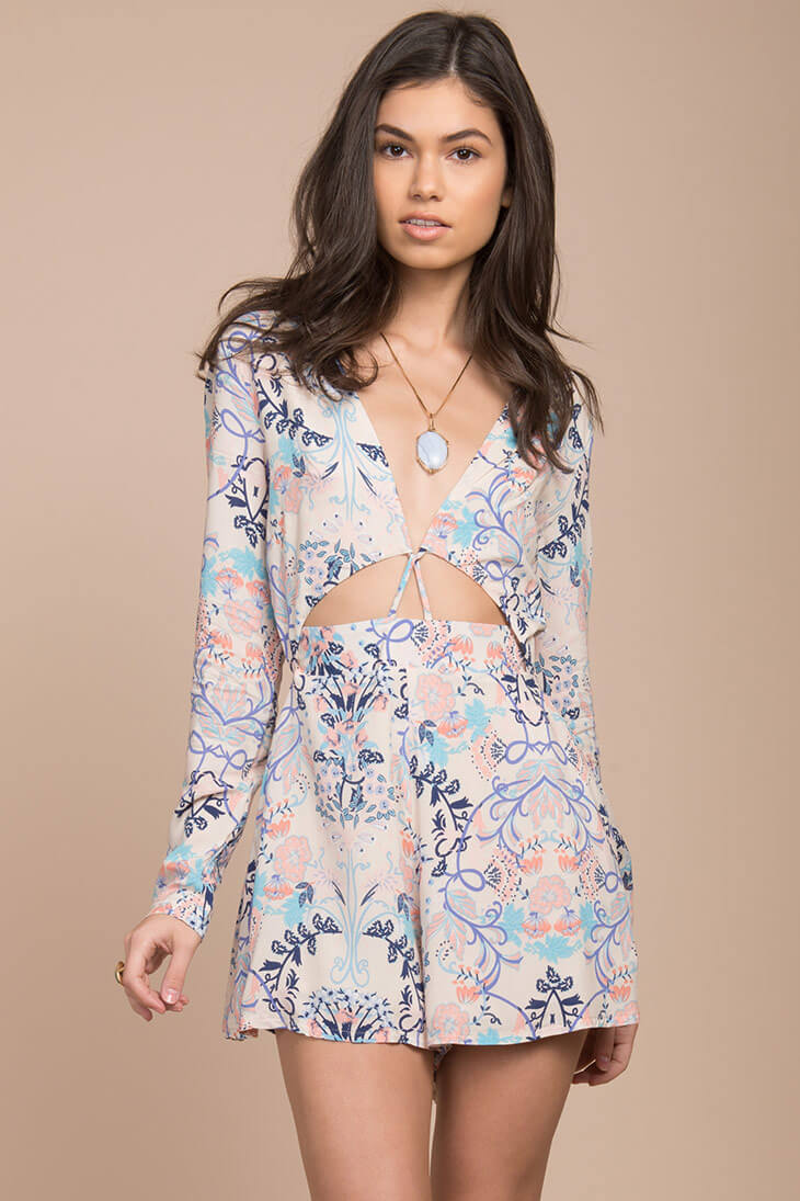 Penelope Bohemian Romper Blue Print - Ruaus