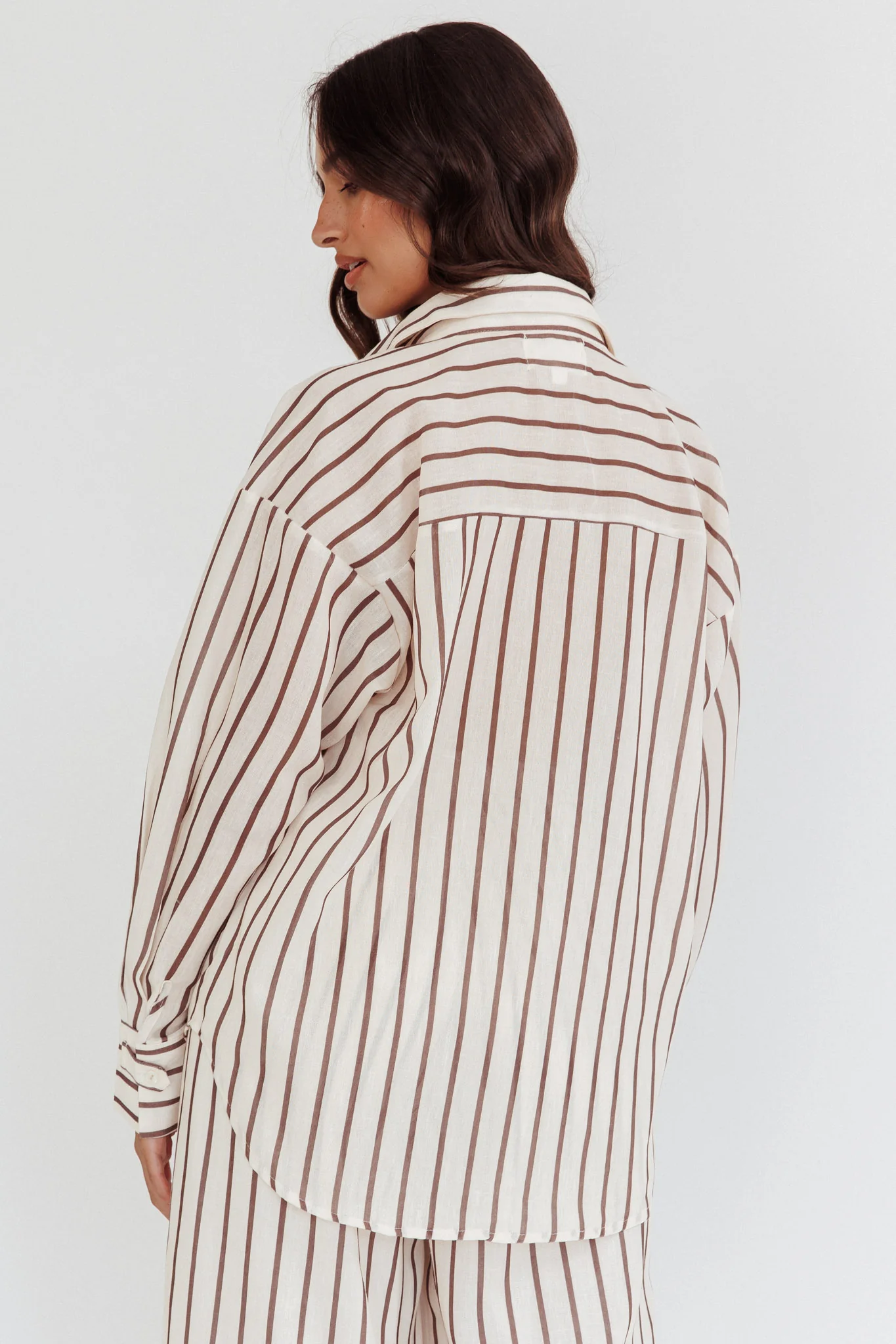 Alex Long Sleeve Shirt Stripe Latte - Ruaus