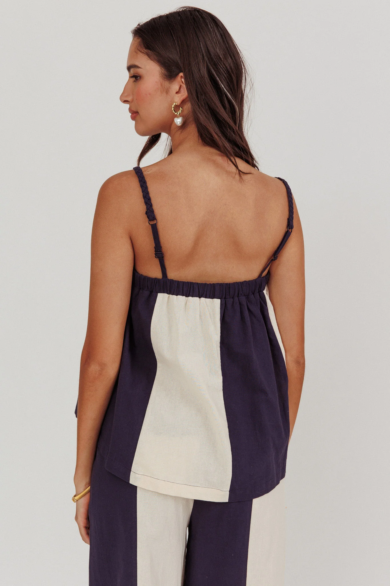 Dream Girl Braided Strap Contrast Top Midnight - Ruaus