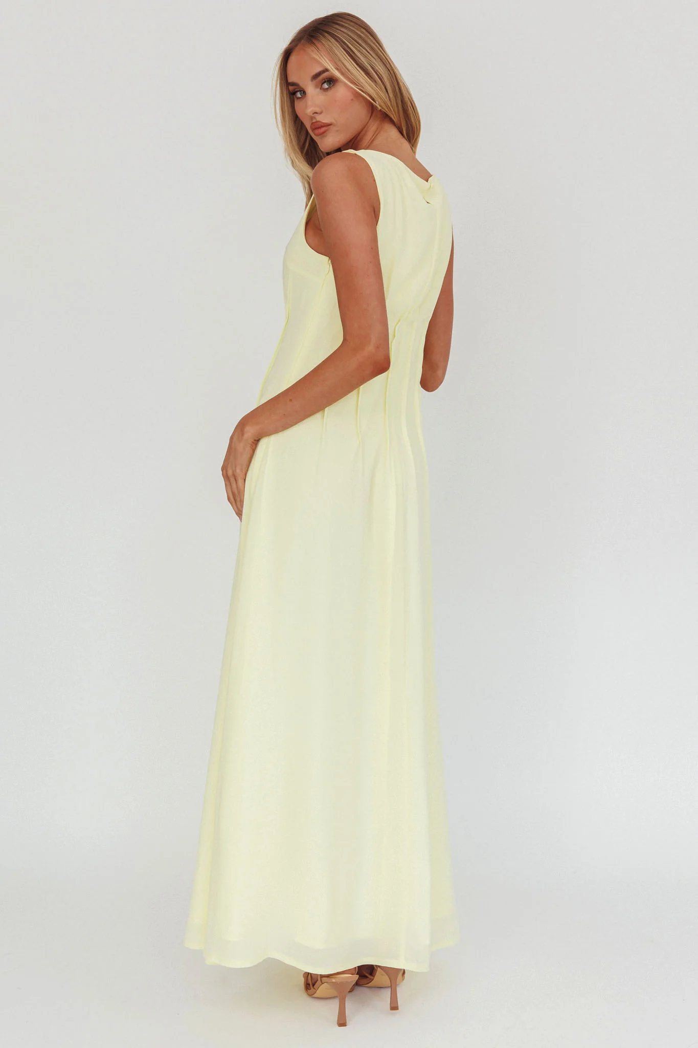 Karine Pintuck Pleat Maxi Dress Butter - Ruaus