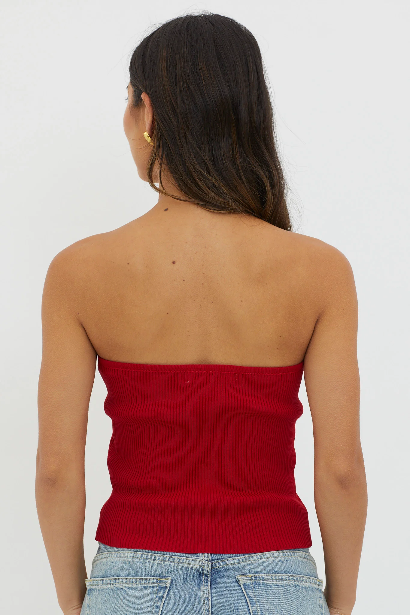 Flora Strapless Knit Top Wine - Ruaus