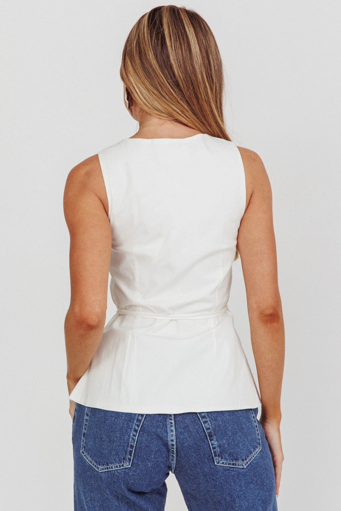 Ocean Waves Square Neck Top White - Ruaus
