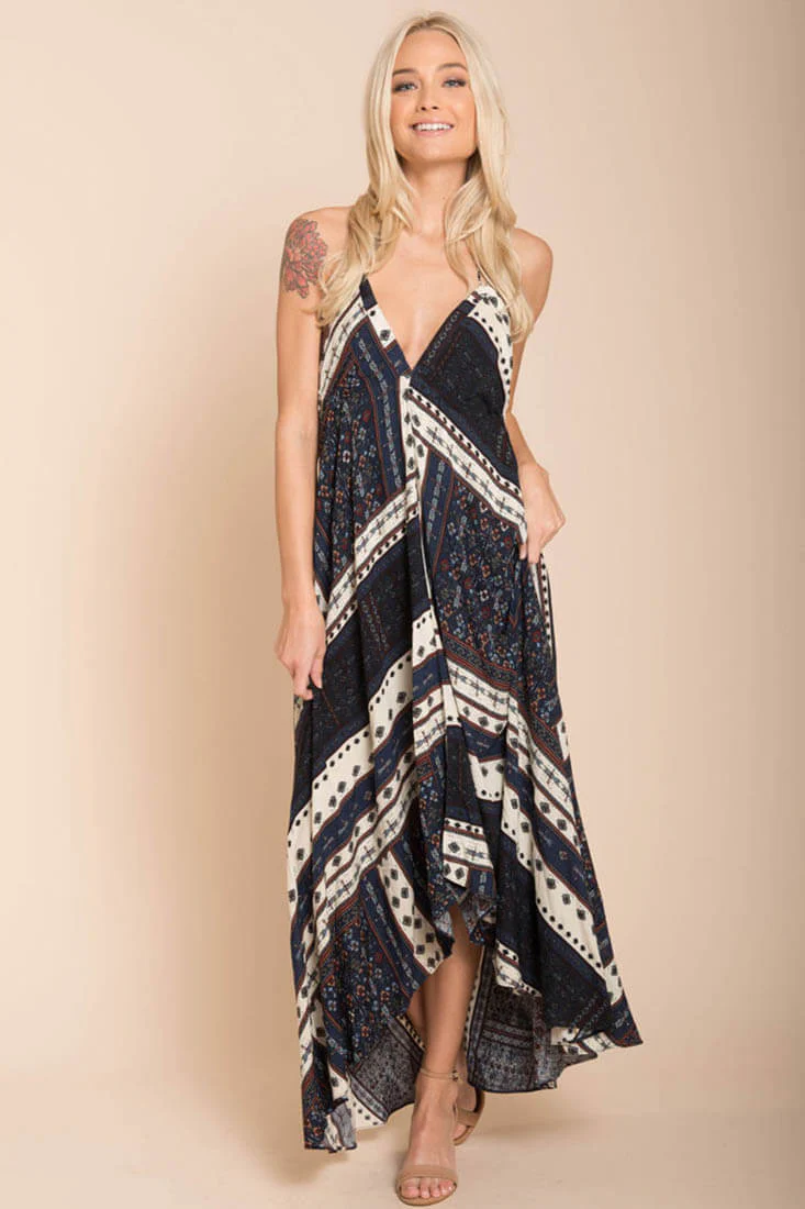 Romani Fall Maxi Dress Navy - Ruaus
